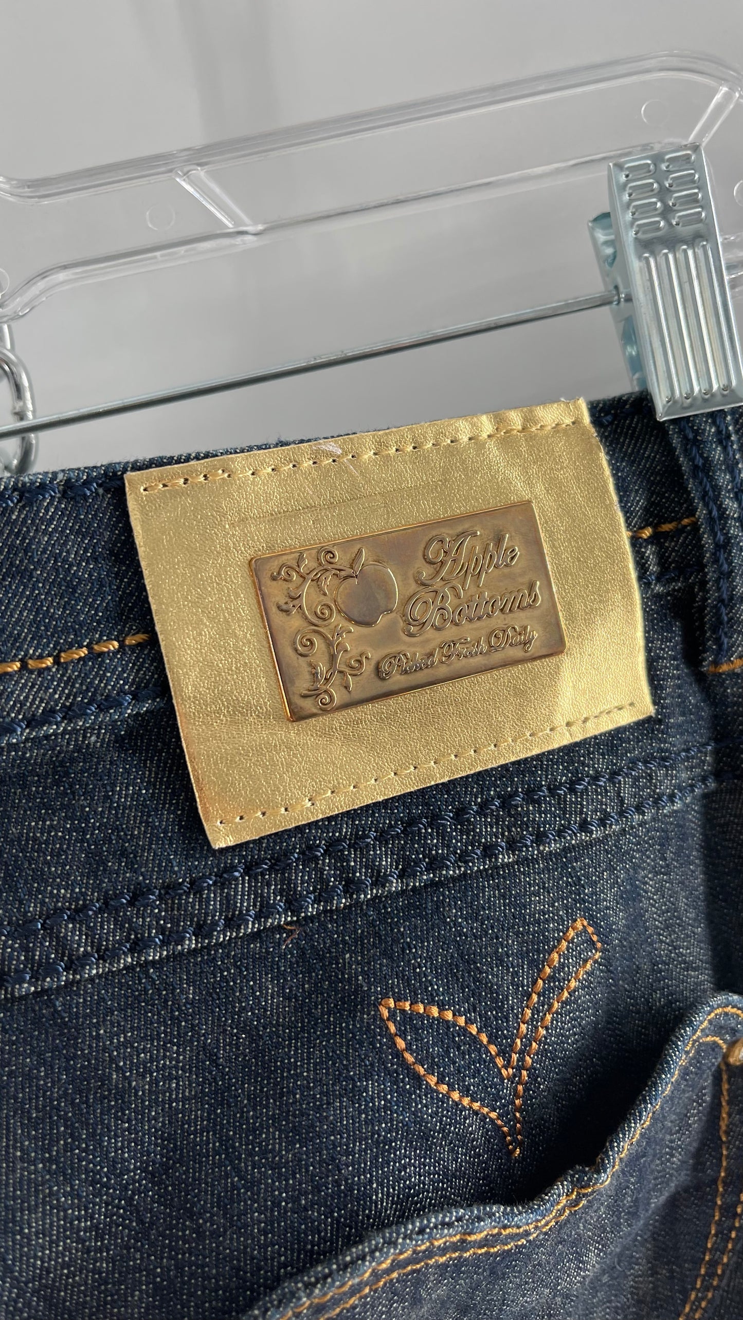 Deadstock Apple Bottom Jeans with  Gold Embossed Jacron and Apple Patch Pockets (13/14)