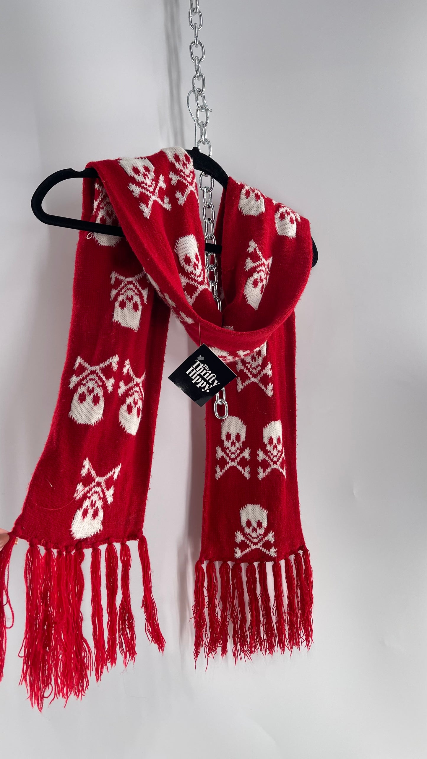 Emo Raggedy Red Skull Scarf (C)