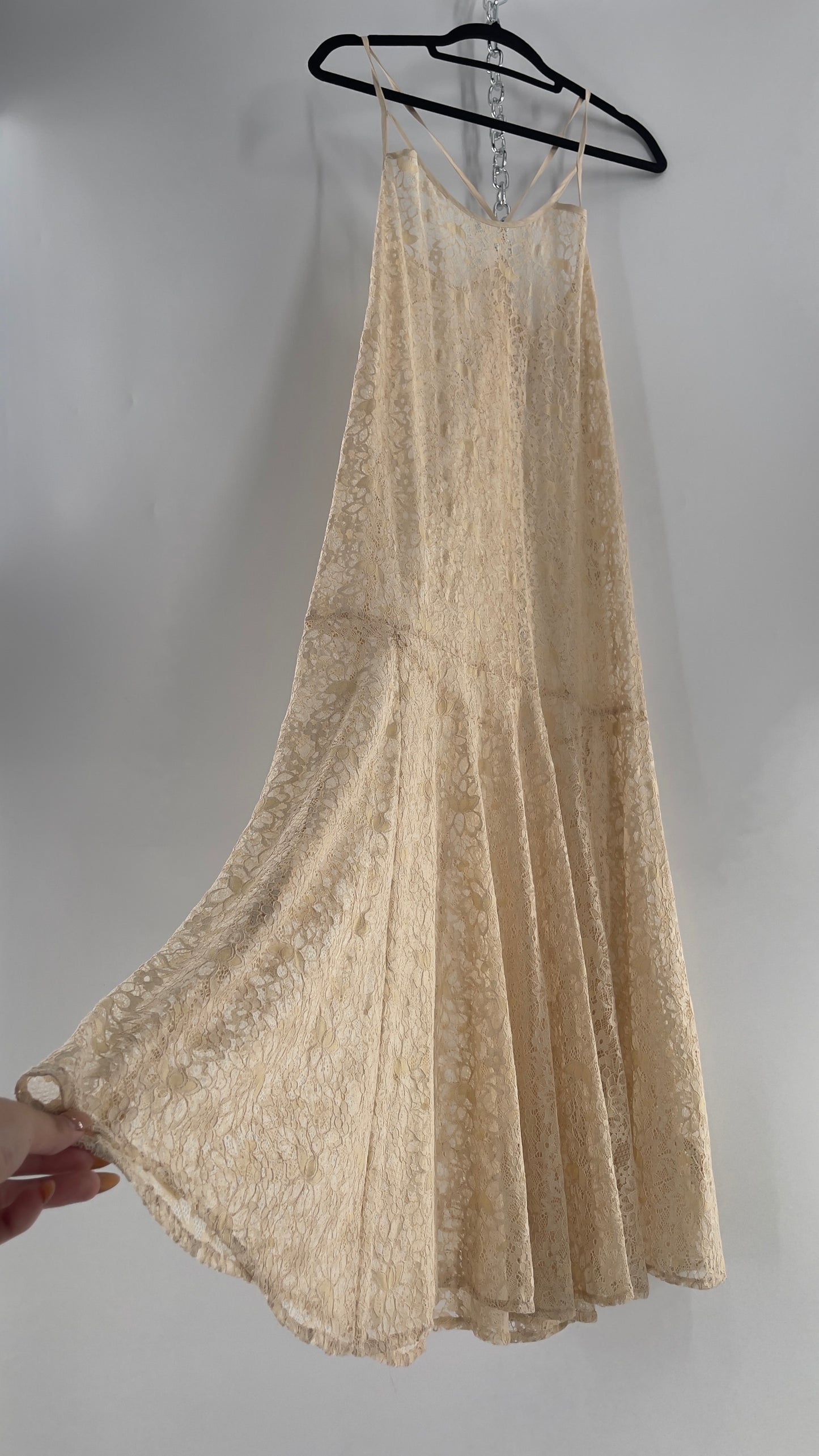 Intimately Free People Beige Lace Slip Maxi Dress (XS)