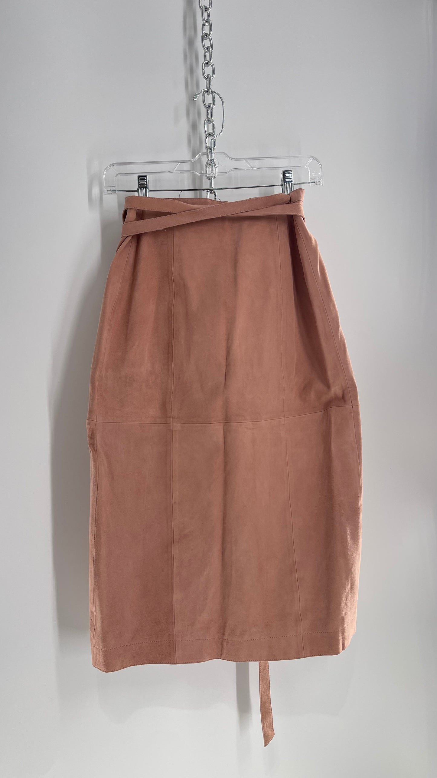 Free People Blush Genuine Suede Leather Tie Waist Long Skirt (2)