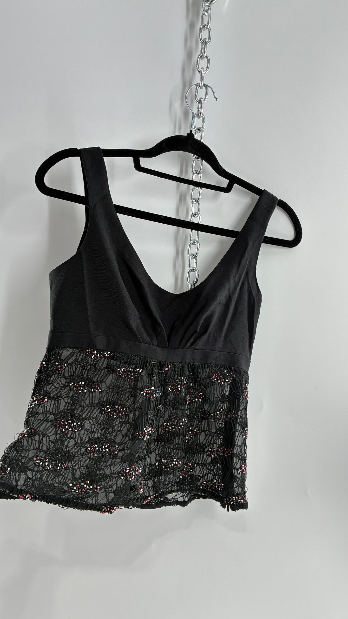 Vintage MULTI by Bree Linen Bust, Webbed Mesh Bodice Sleeveless with Beaded Details (4)