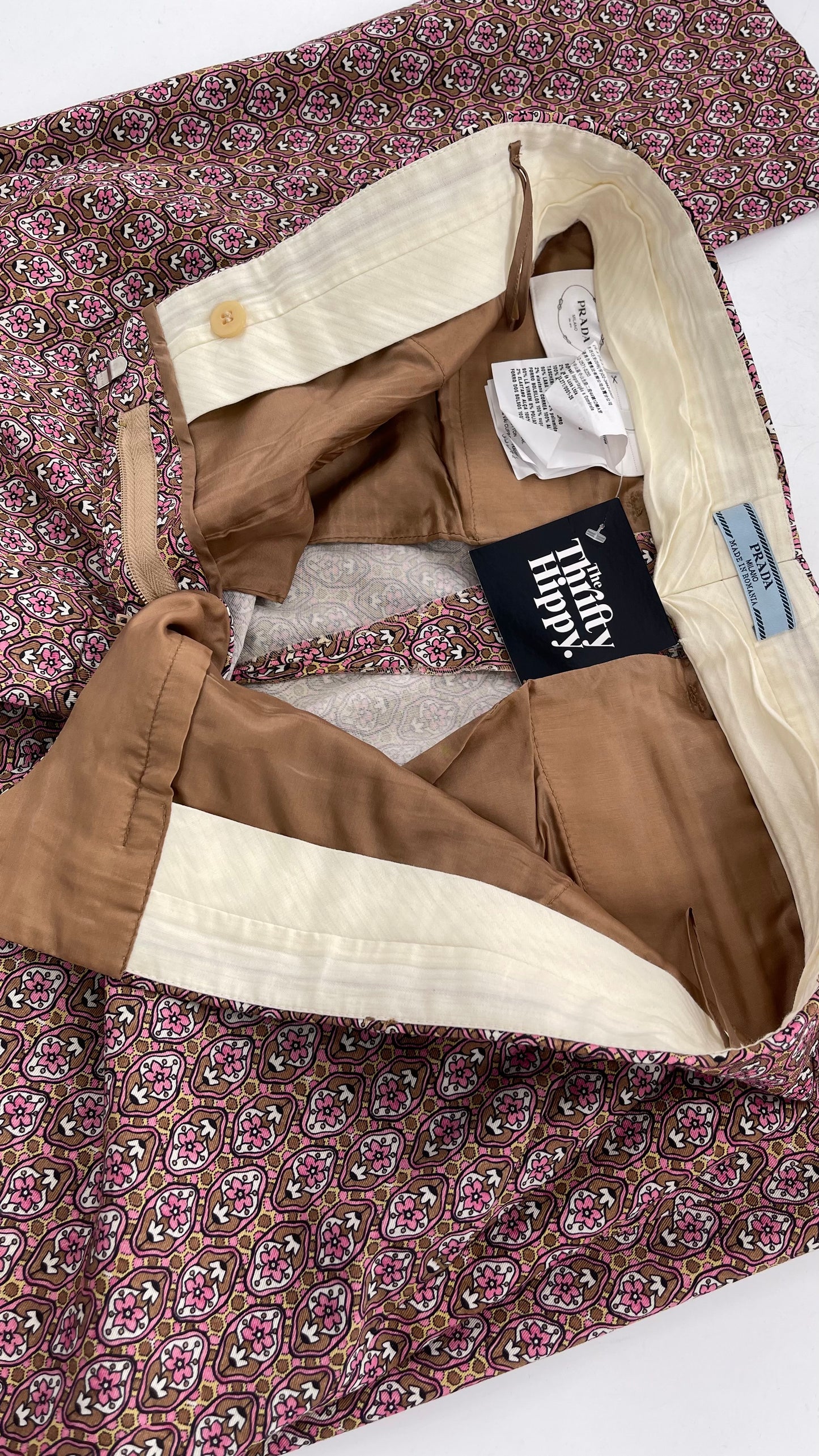 Vintage PRADA Trouser Brown Pink 1970s Style Pattern (28)