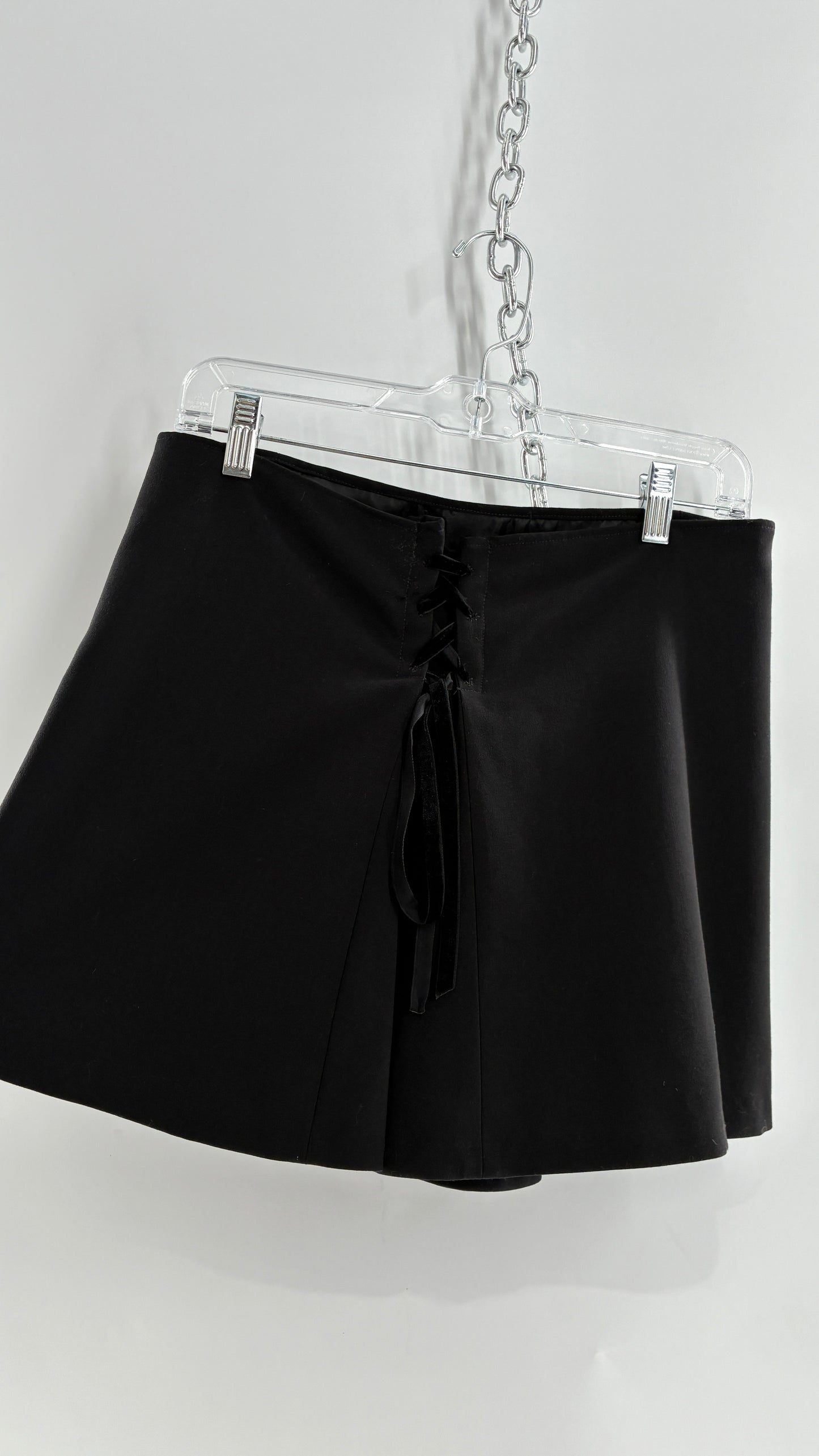 Vintage MARKS & SPENCER Suit Set with Black Linen Blend Blazer and Upcycled Mini Skirt with Corset Backing (14/M)