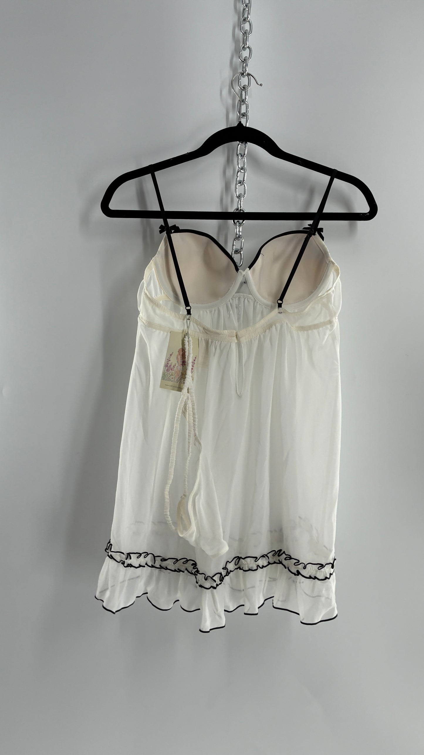 Deadstock Vintage In Bloom Babydoll Camisole and Thong Set with Tags (Medium)