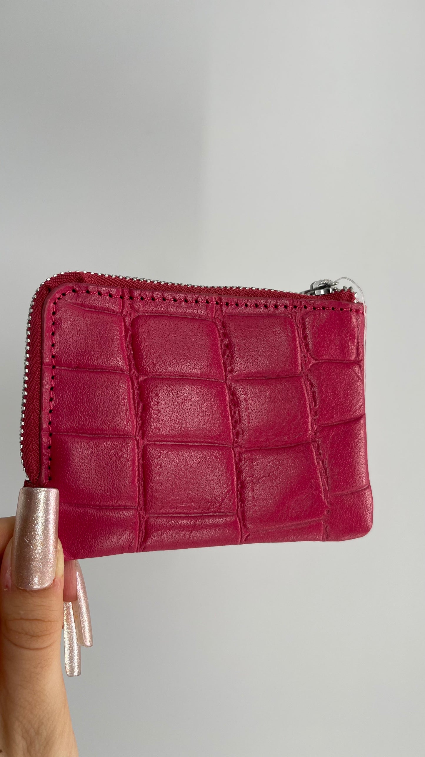 Free People Hot pink Embossed Buff Leather Wallet