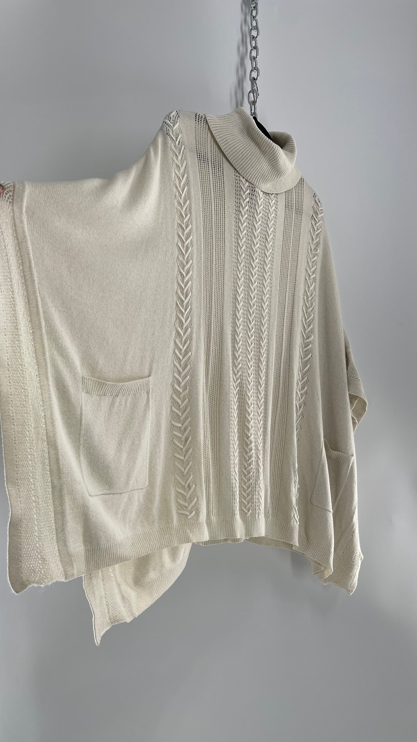 White House| Black Market Glittery Silver and Gold Tinsel Turtle Neck Sweater (L/XL)