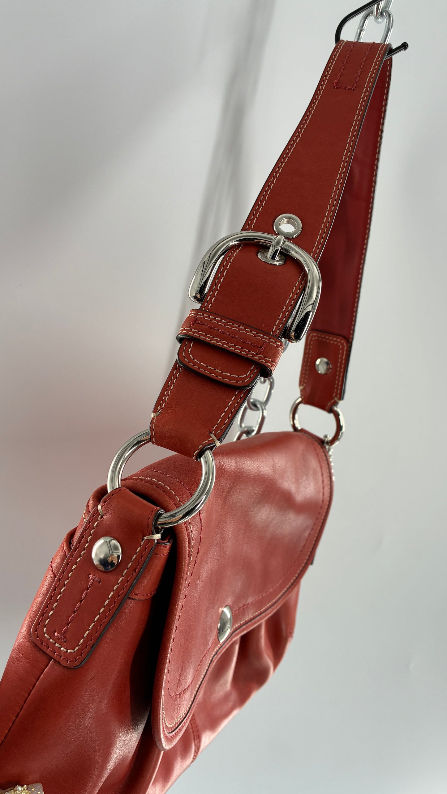 Vintage COACH Soho Salmon Orange Genuine Leather Shoulder Bag