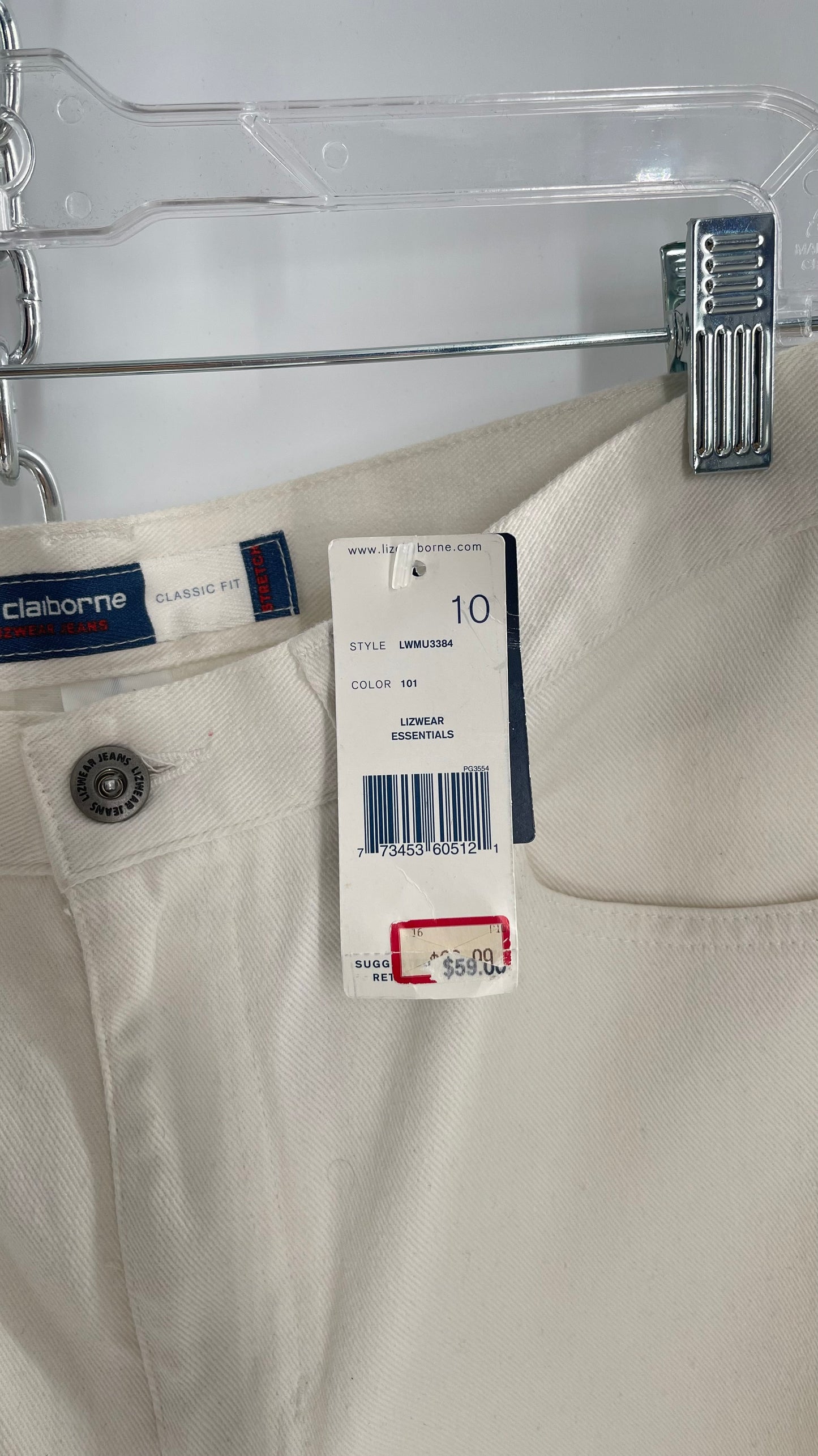 Dead stock Vintage White Liz Claiborne Jeans with distressed hem(Size 10 regular)