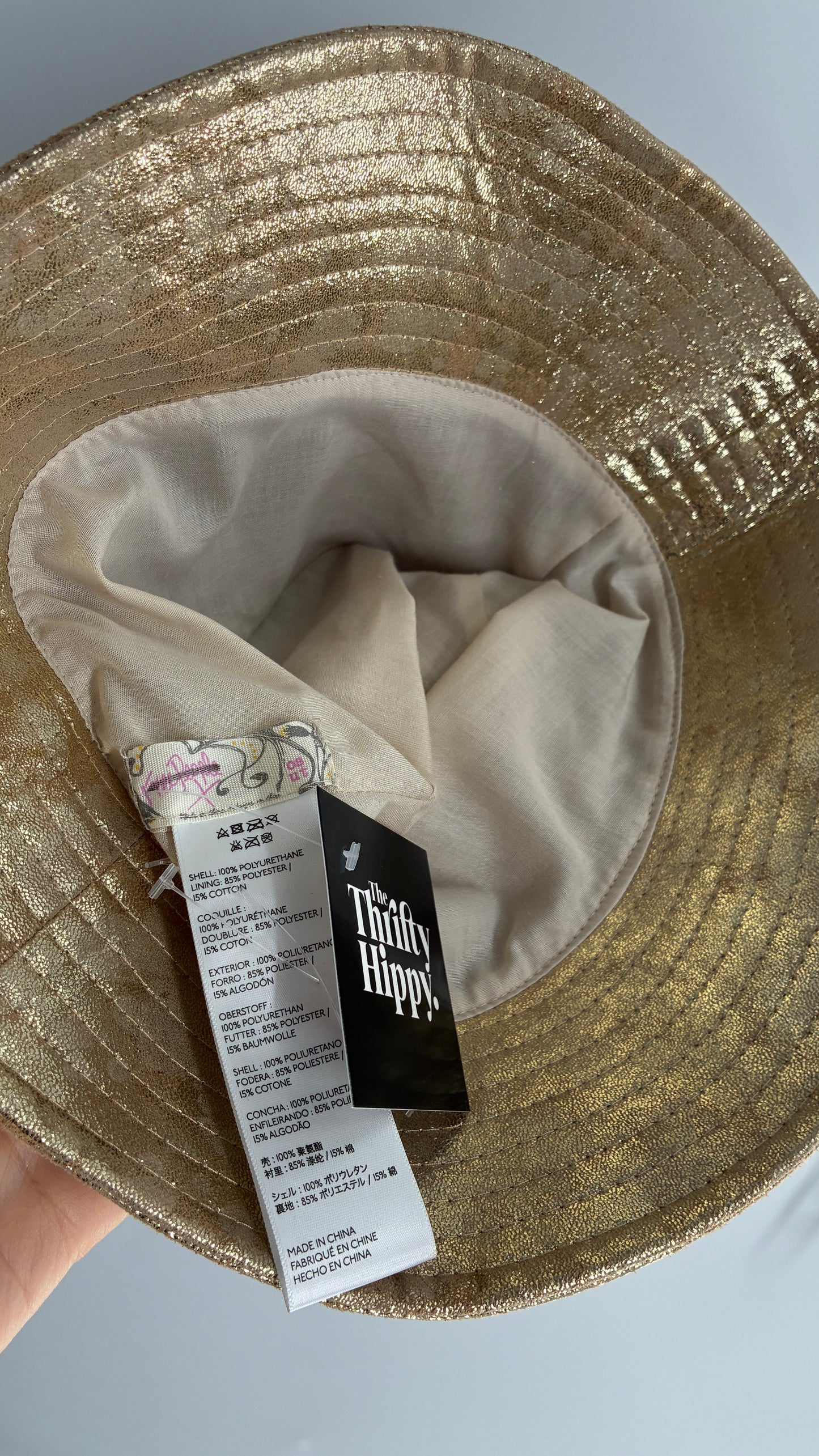 Free People Gold Glitter Shimmer Bucket Hat