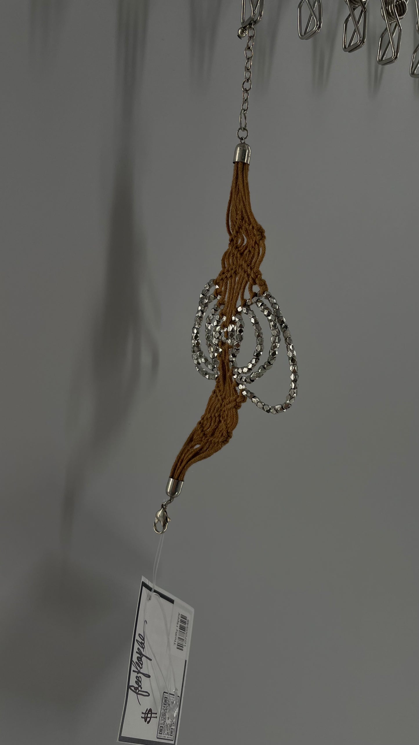 Free People Macrame Bracelet with Silver Metal Butterfly