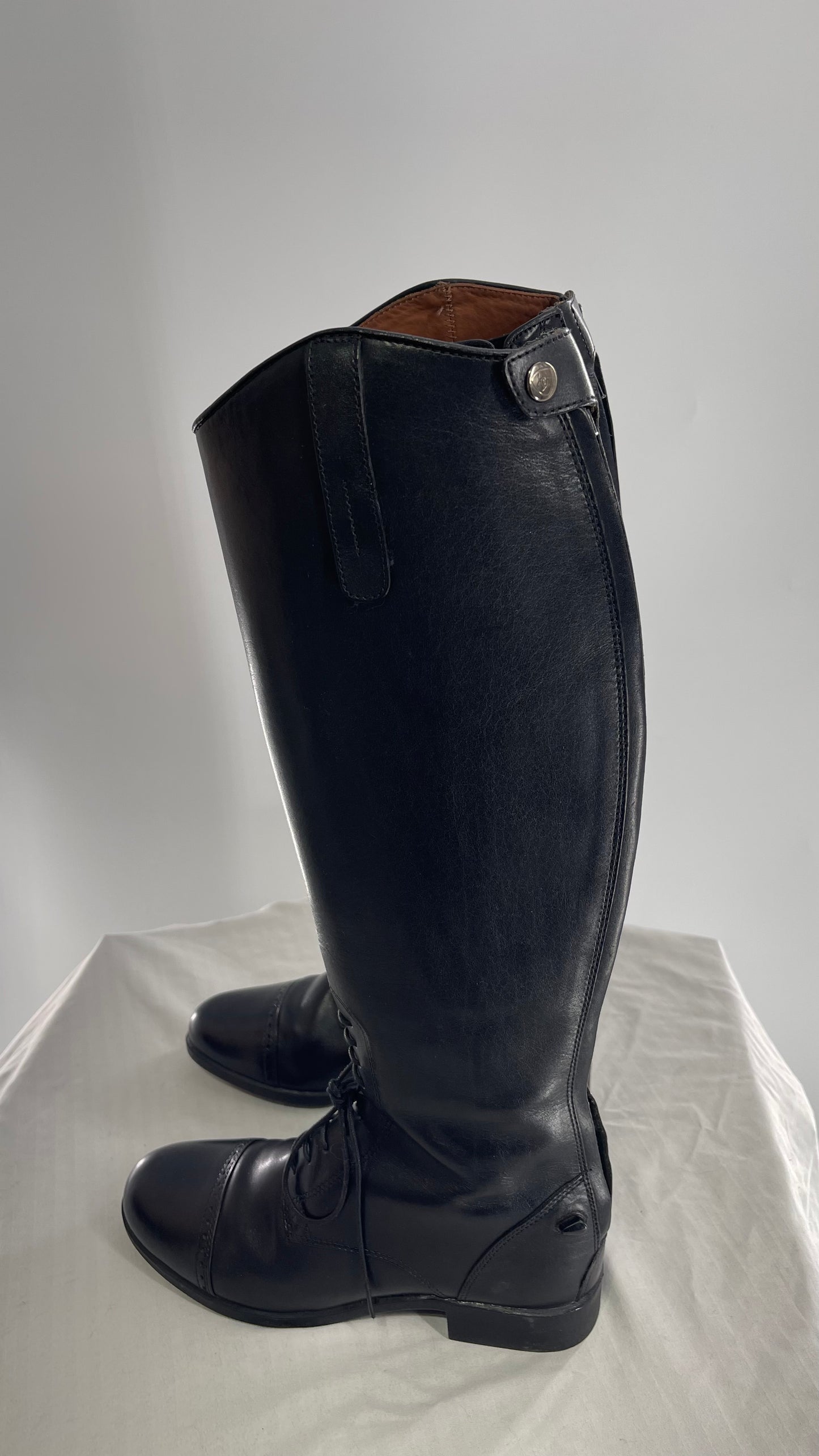 ARIAT Heritage Contour || Black Leather Field Zip Knee High Riding Tall Boots (8)