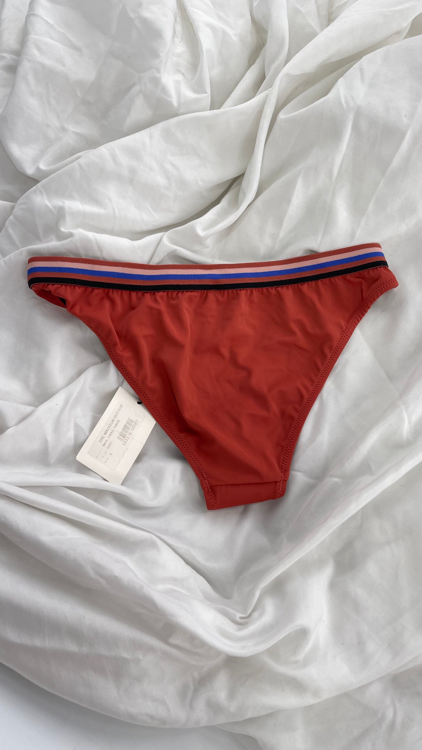 Anthropologie Brick Swim Bottoms with Striped Elastic Waistband with Tags Attached (Large)
