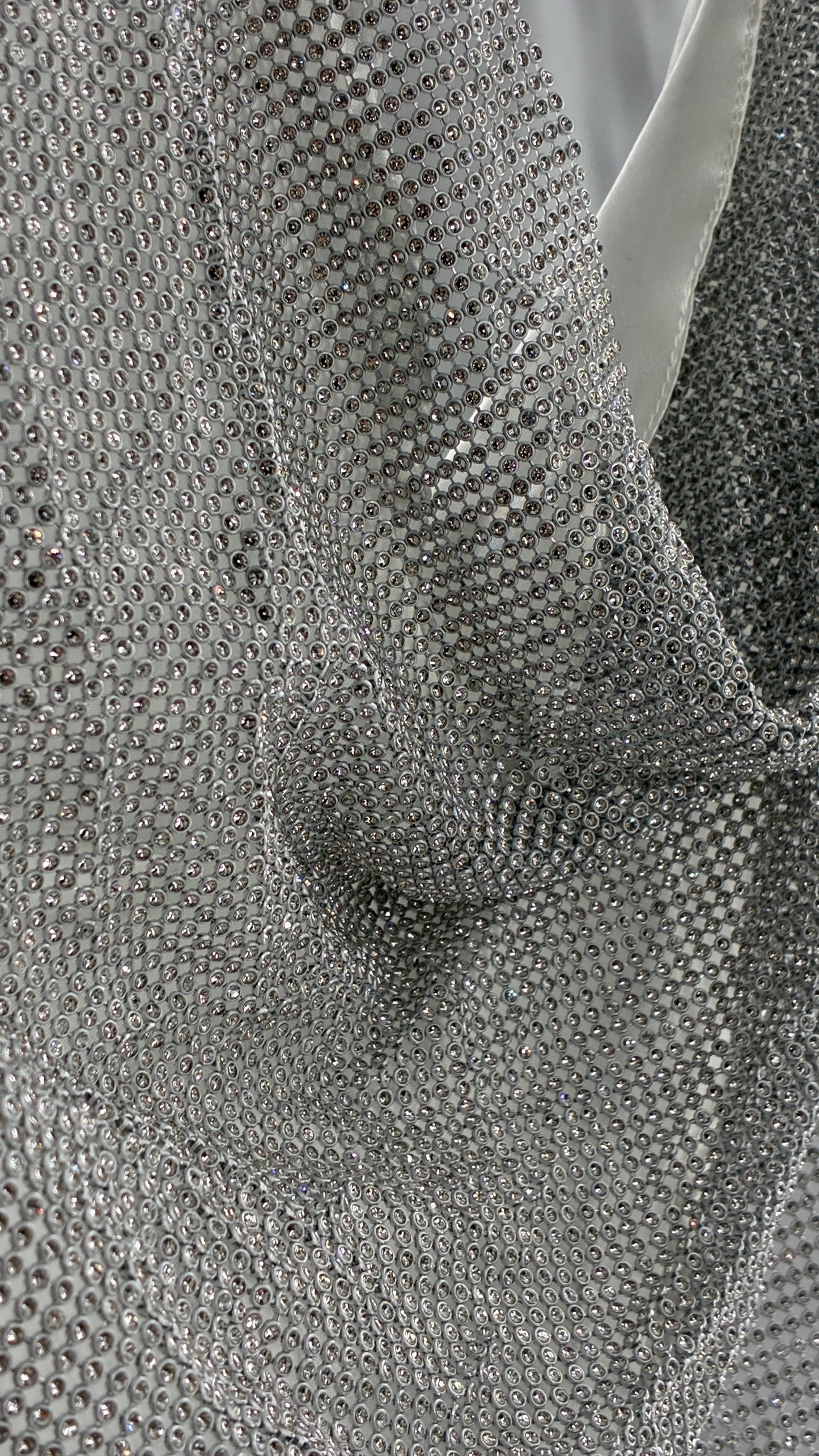 Vintage SPOON Jeans Crystal Mesh Satin Lined Backless Halter (Large)