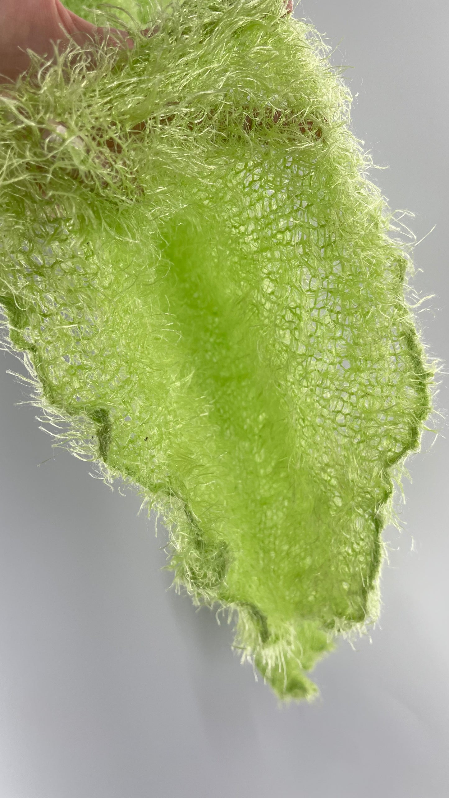 Vintage Green Knit Fuzzy Scarf