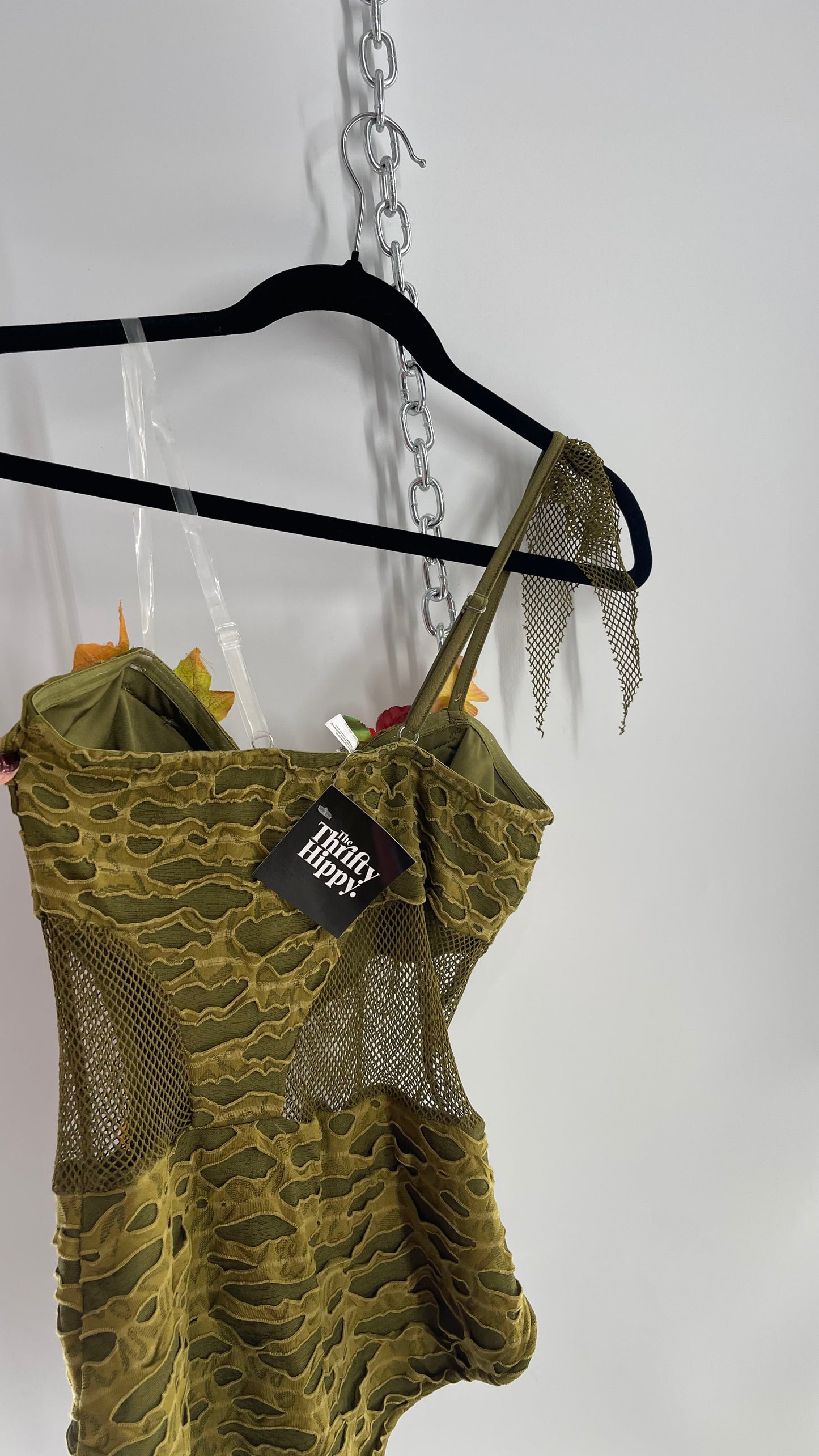 Vintage Fairy Nature Nymph Bodysuit with Flower Appliqués (S/M)