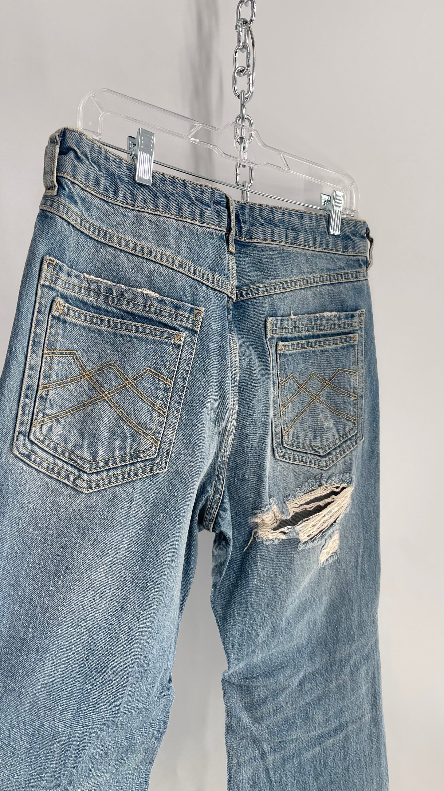 Free People Distressed Light Wash Wide Leg Jeans with Tags Attached (30)