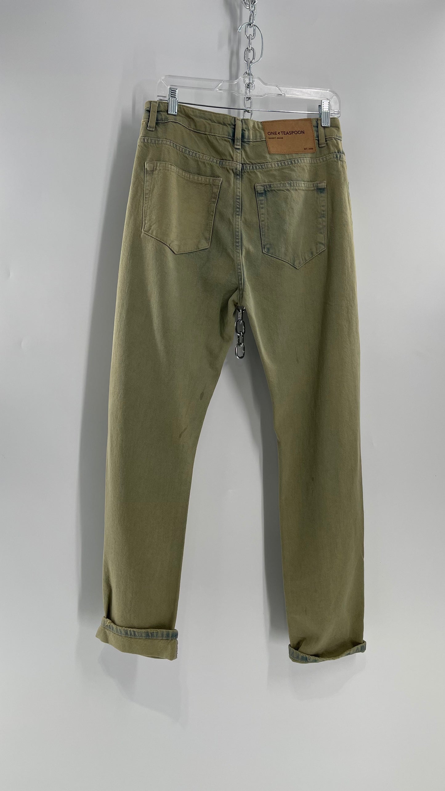 One Teaspoon Distressed Baggy/Bandit Relaxed Jean with Green Hue/Wash (Khaki Haze) (25)