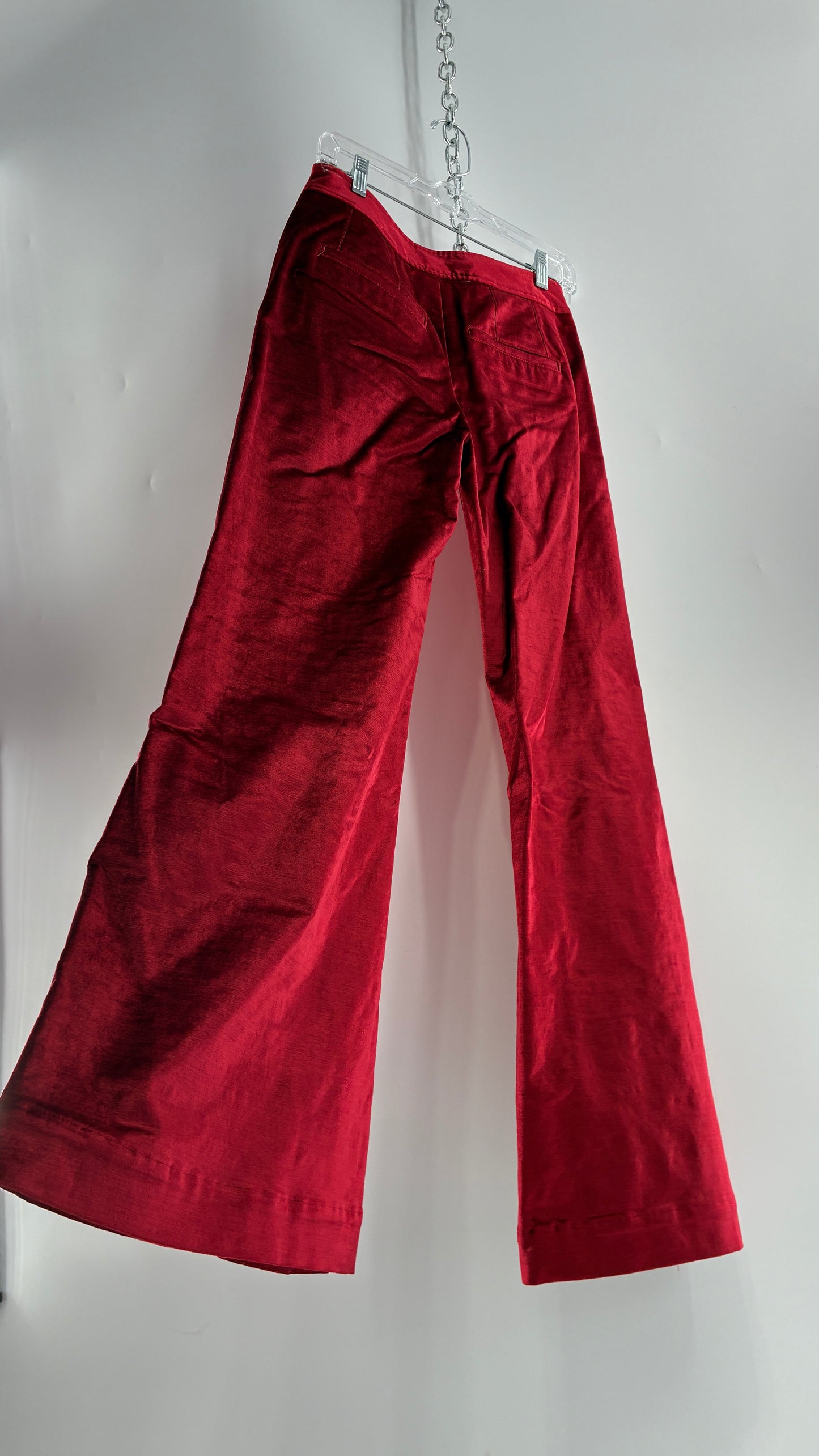 Free People Red Velvet Walk with You Kick Flare Hot Pants (2)