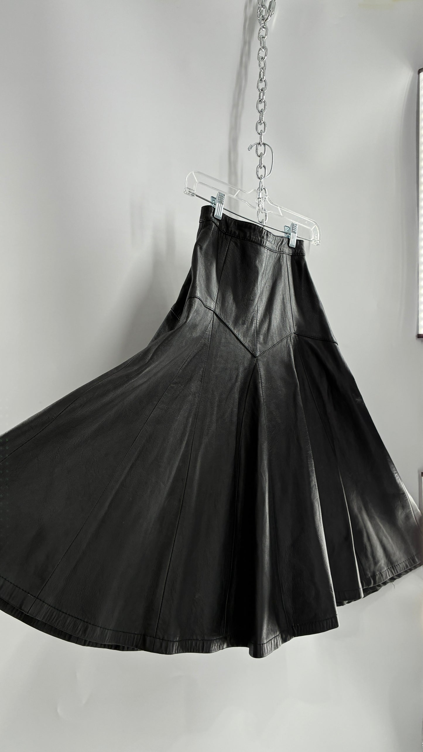Vintage Fergs Omorro Leather Full Circle Skirt Made in Italy (XS)