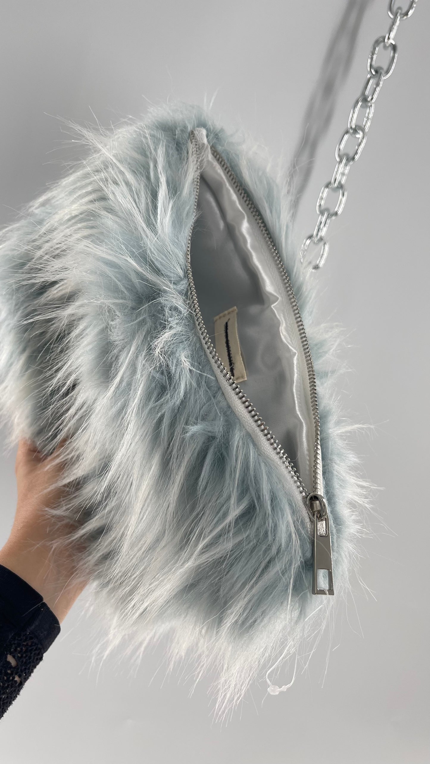 Urban Outfitters Baby Blue Troll Hair Fuzzy Makeup Bag