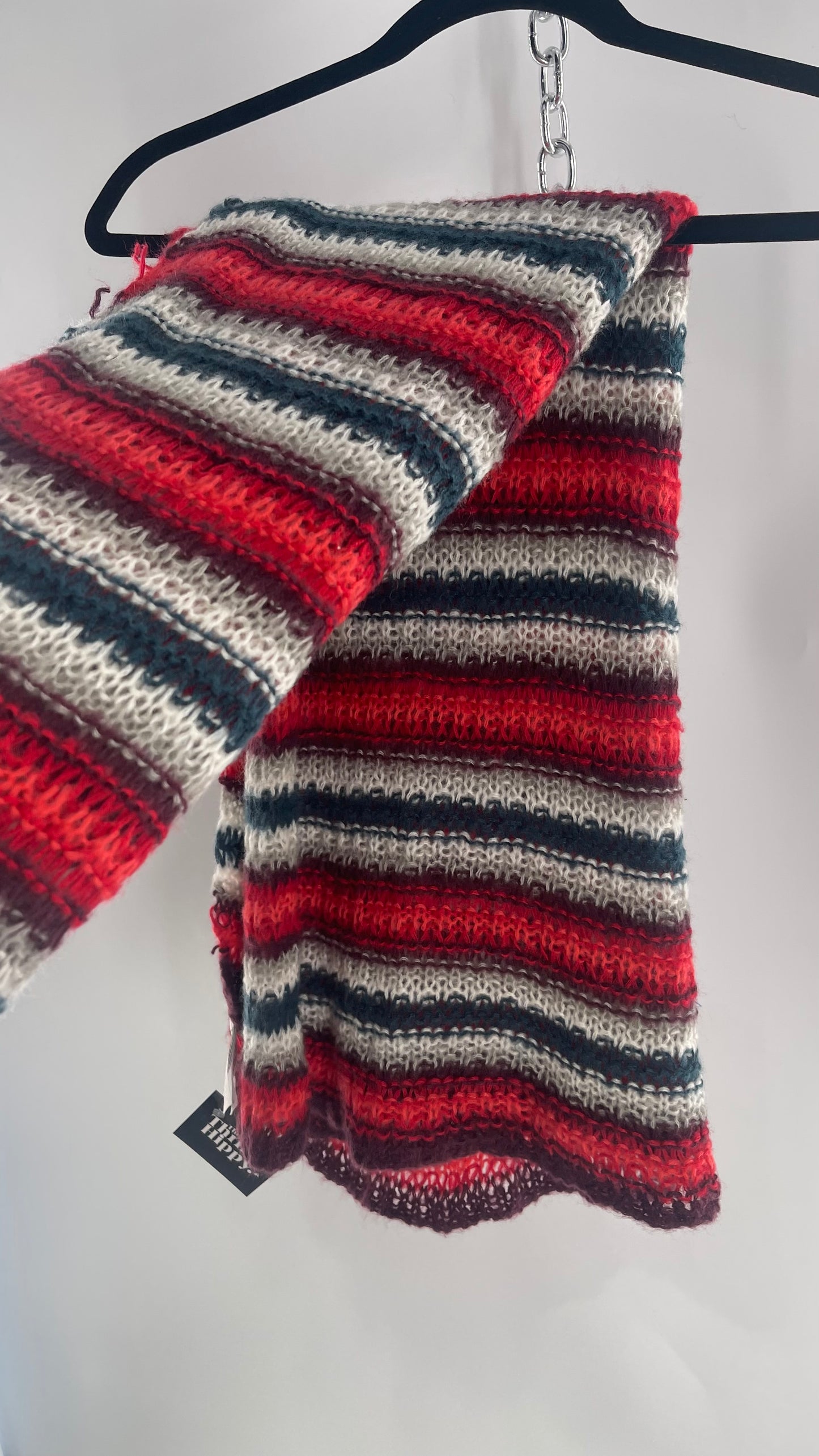 Open Knit Scarf Gray Tones