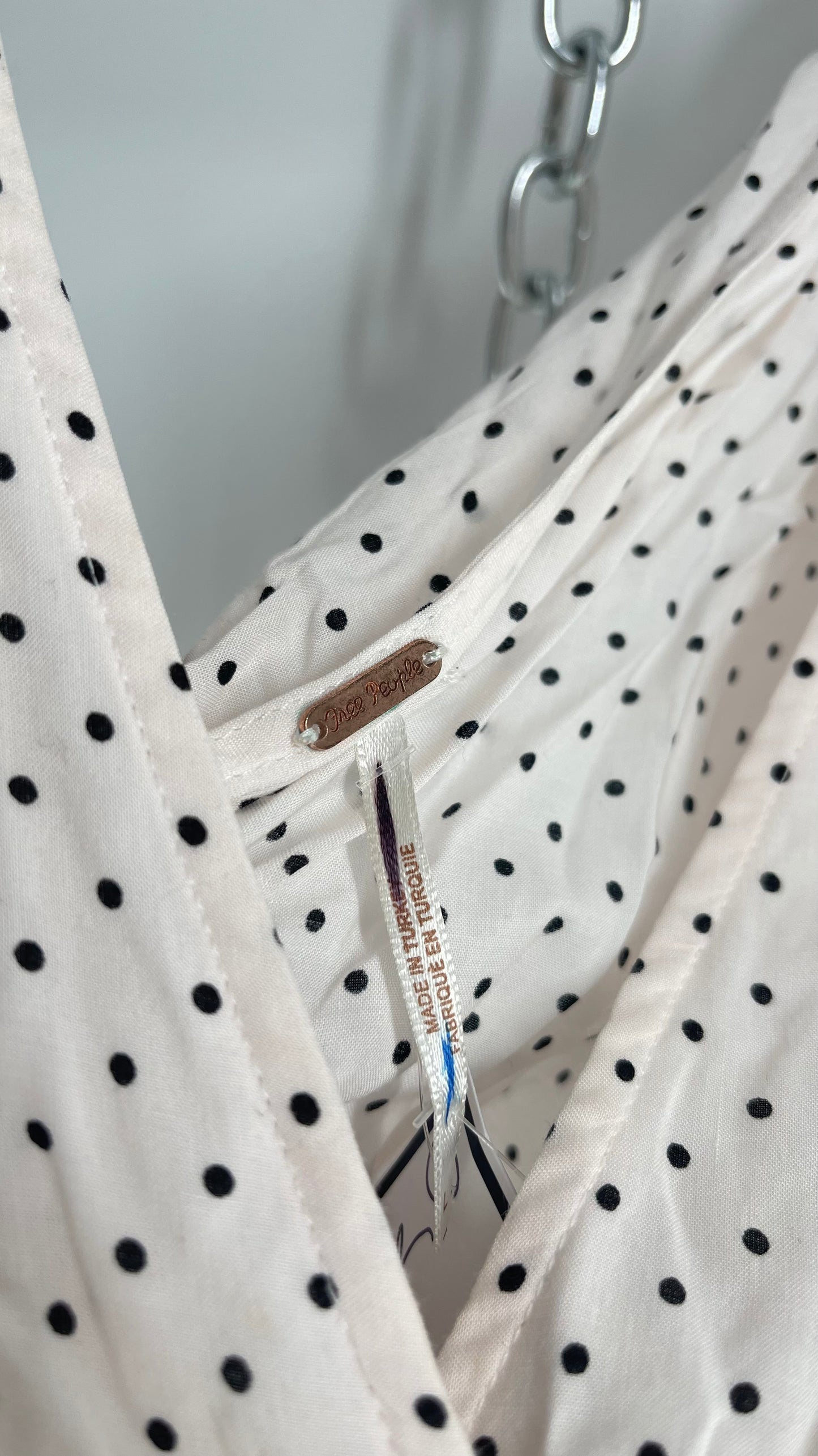 Free People Polka Dotted Camisole Tie Side Blouse (Large)