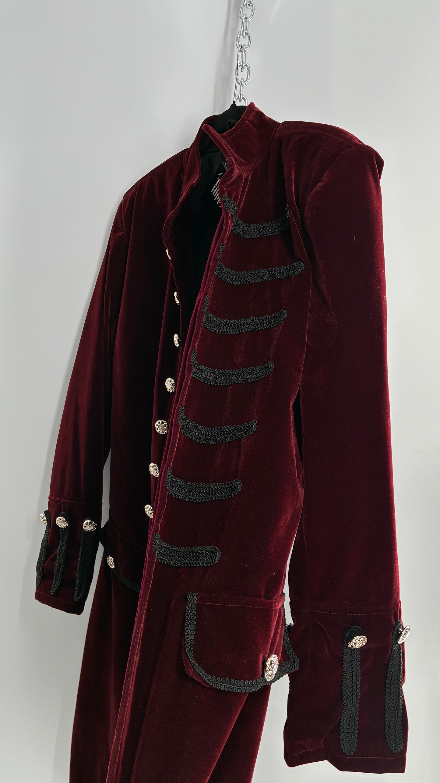 Velour Crimson Steampunk Drummer Coat (XL)