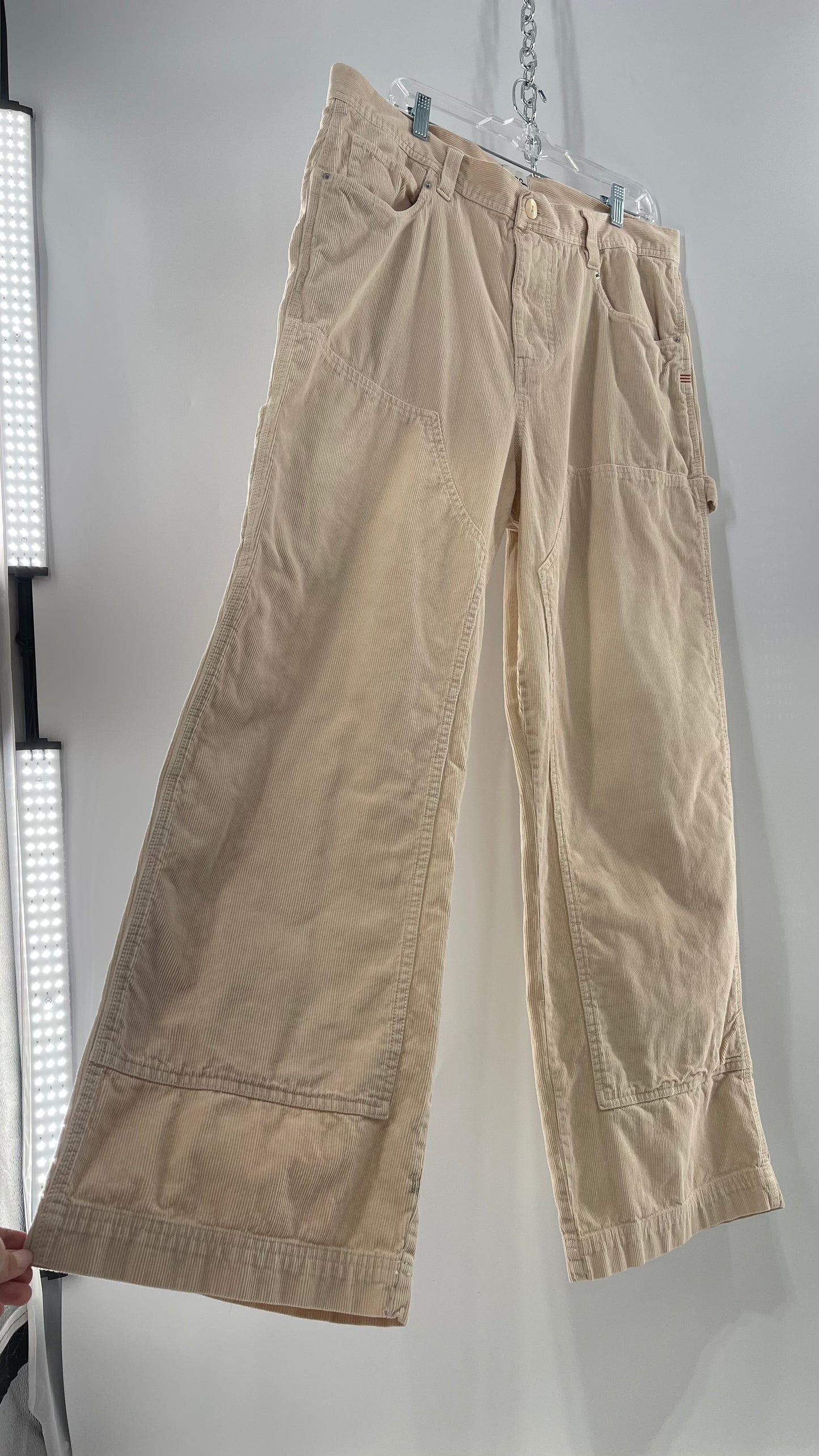 Urban Outfitters BDG Beige Corduroy Cargos with Leg Patches (36)