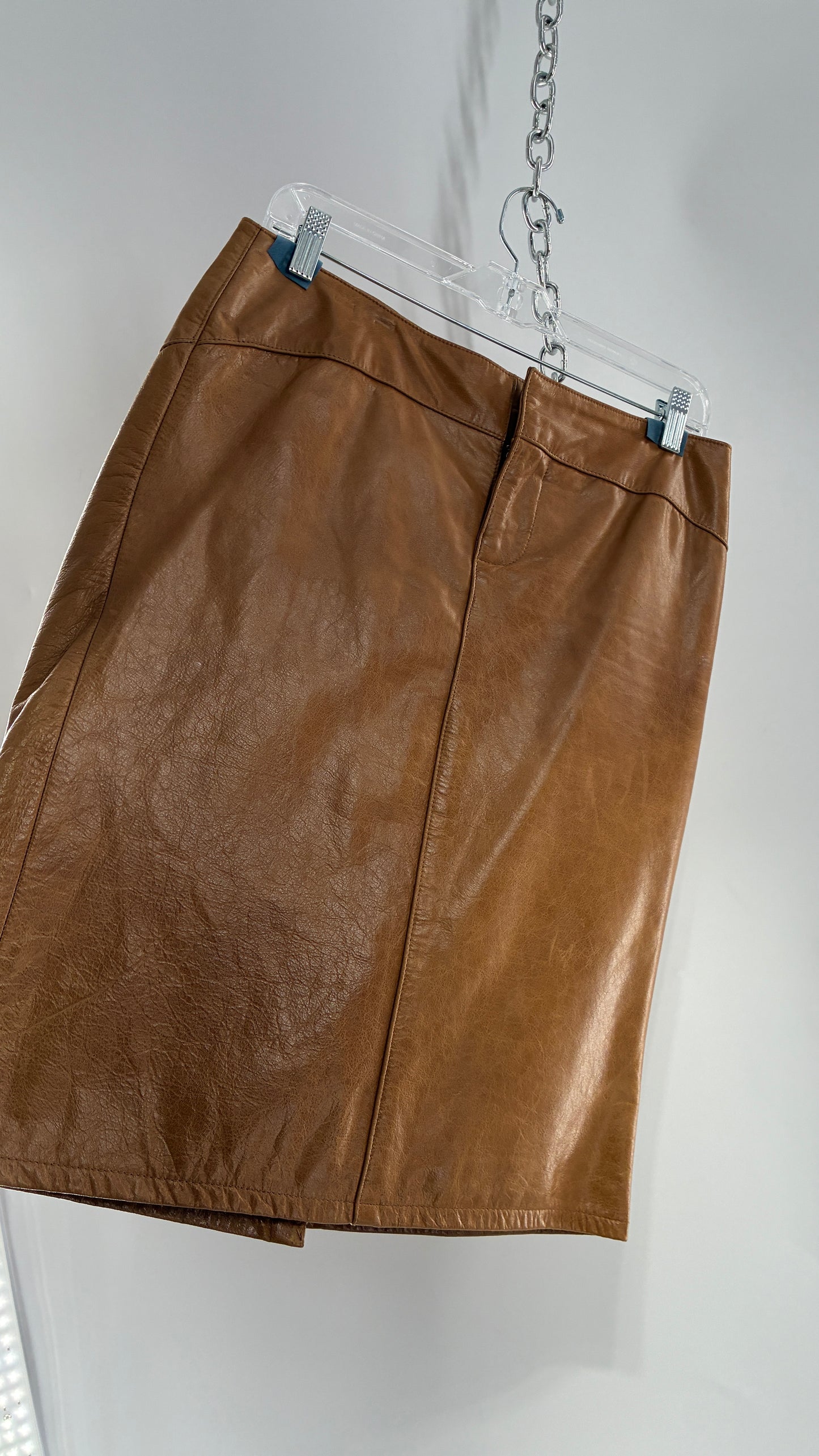 Vintage GAP Camel Leather Hip Skirt with Hip Detail (6)