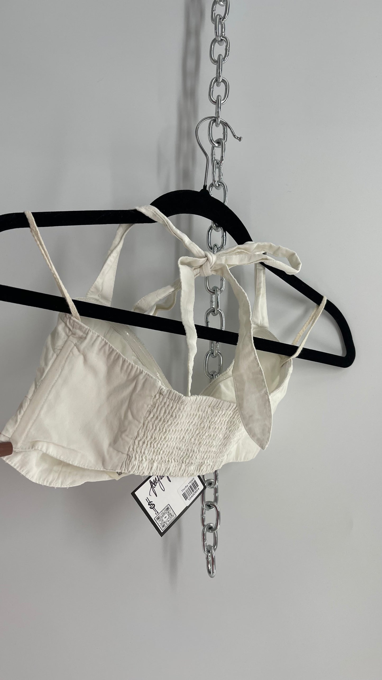 Free People Off White Tie Bust Halter Top (XS)
