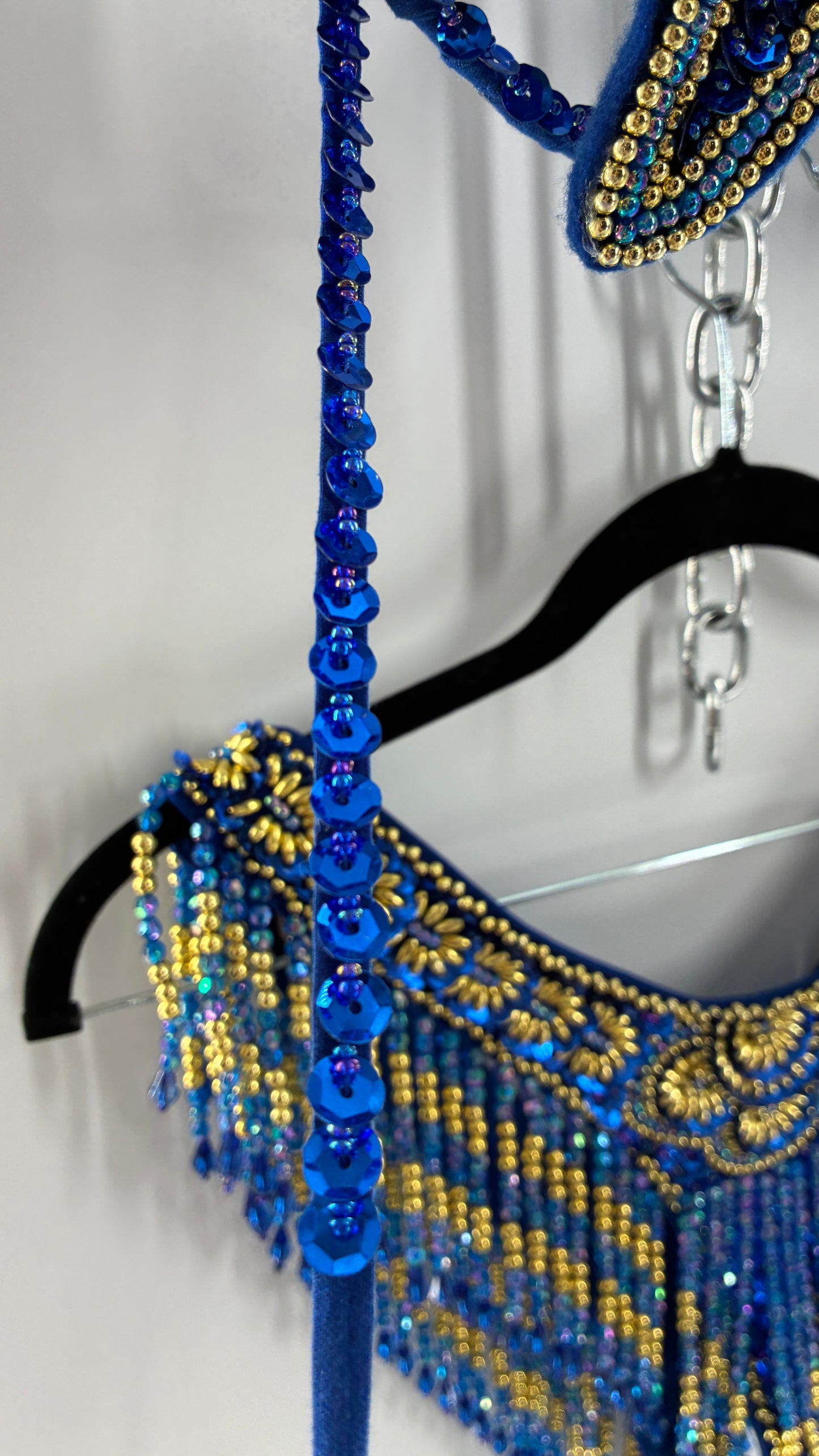Vintage Royal Blue and Gold Beaded Belly Dancing Set