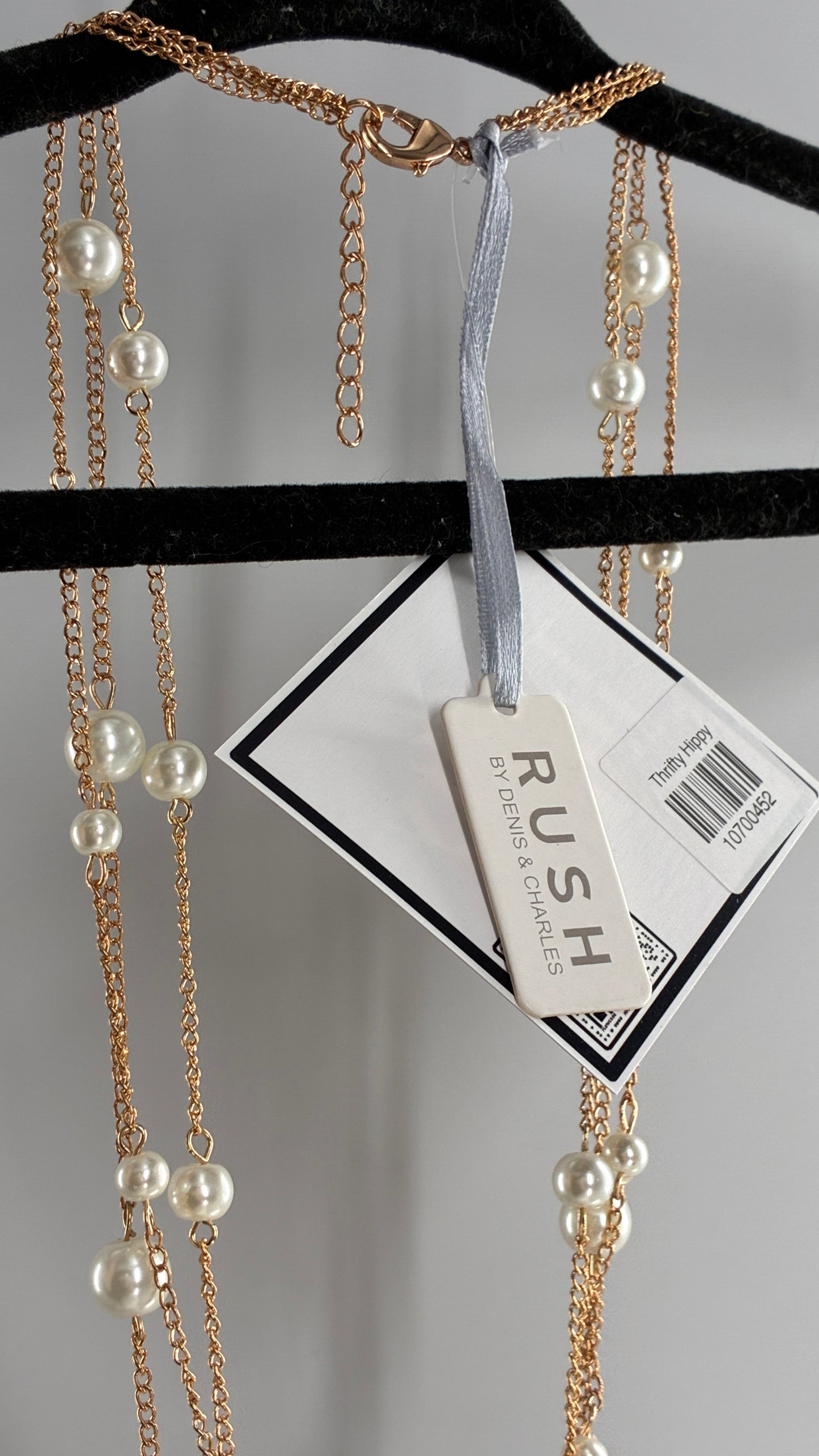Gold Layered Chain Necklace with Pearl Detailing