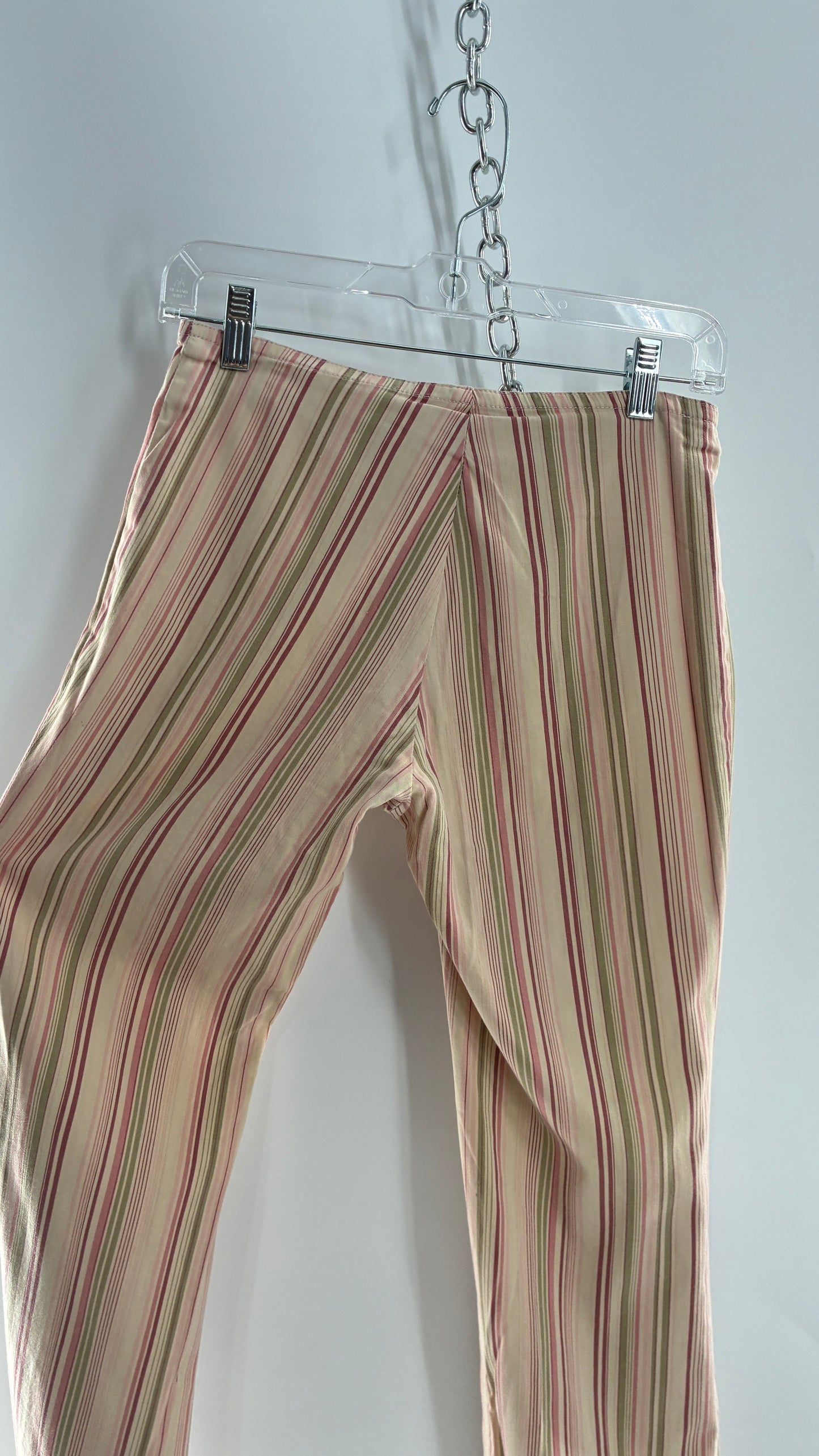 Rare Vintage TARK ‘1 Ultra Low Rise Pink and Green Striped Kick Flares