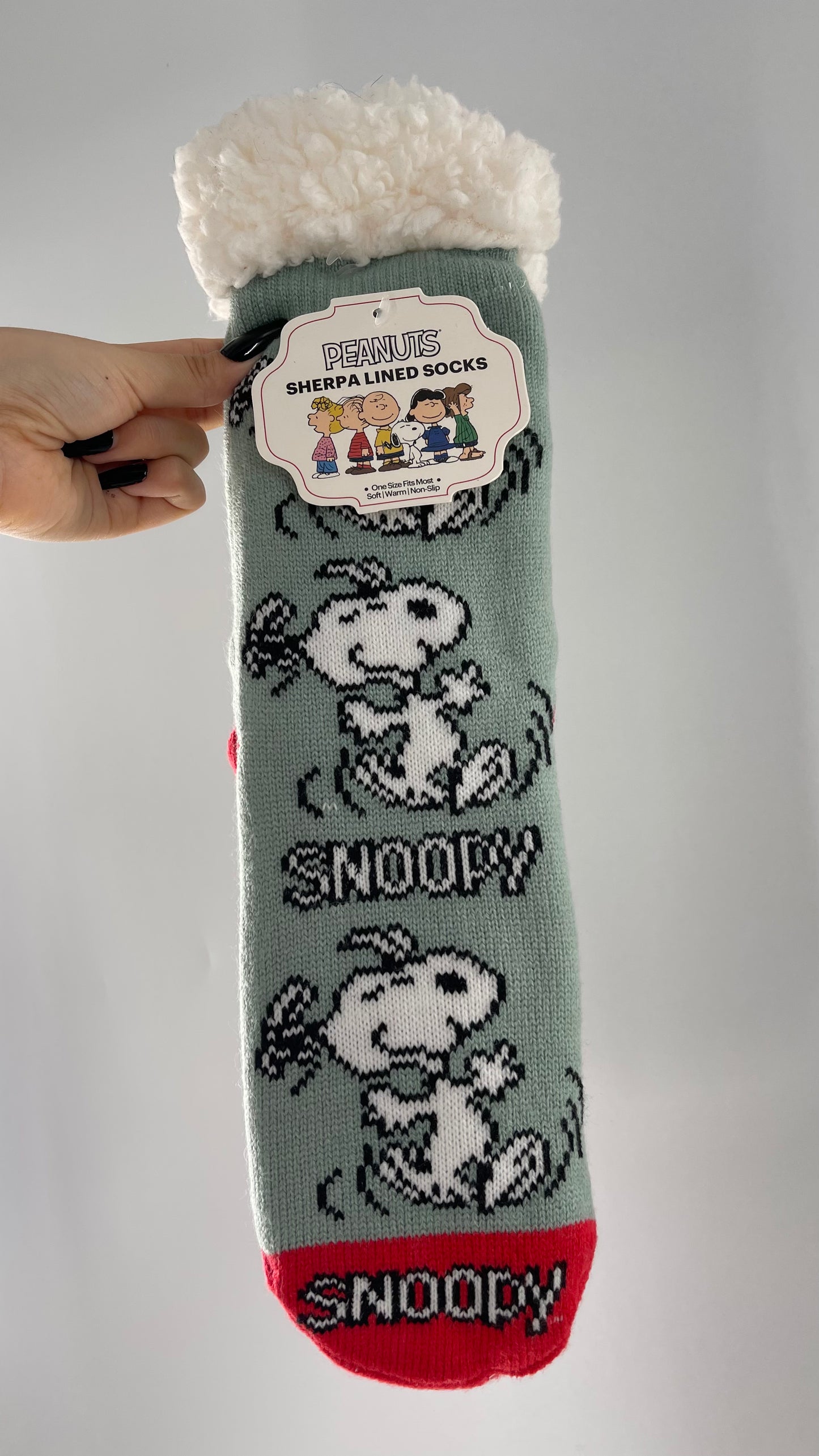 Fluff Lined Thick Knit Snoopy Slipper Socks