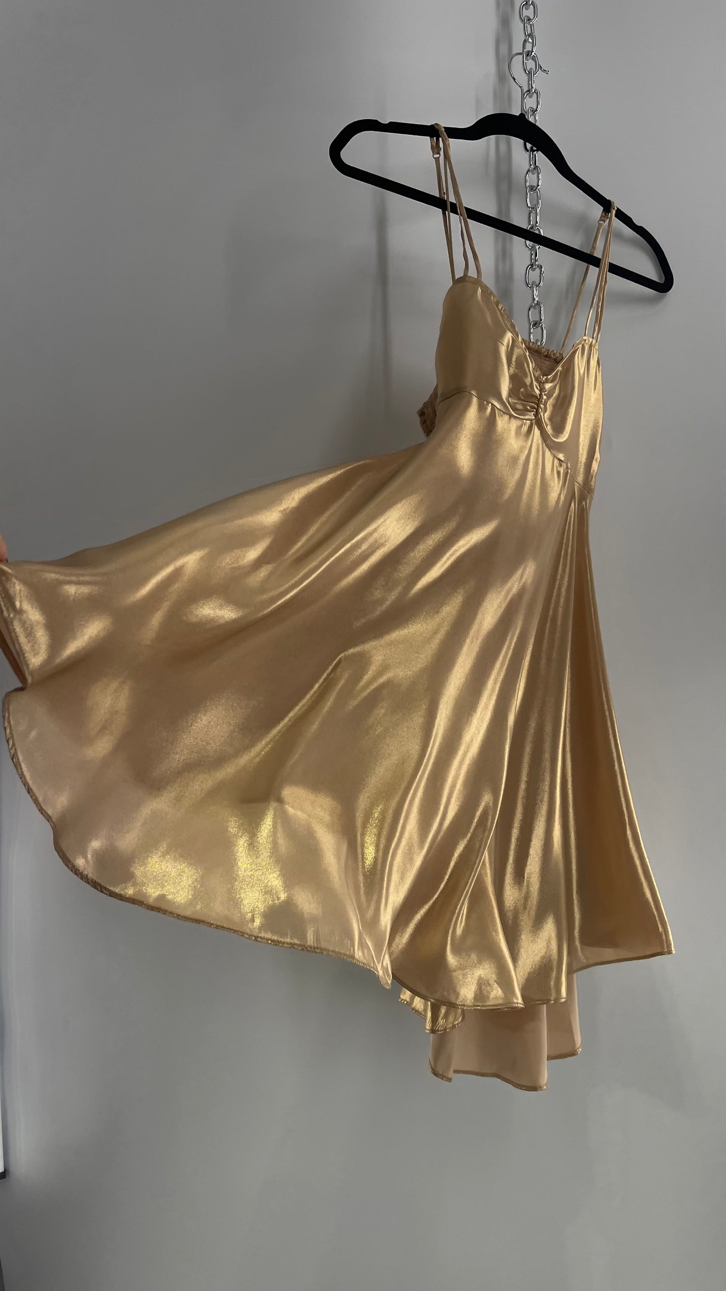 Intimately Free People Liquid Metal Gold Backless Dress (XS)