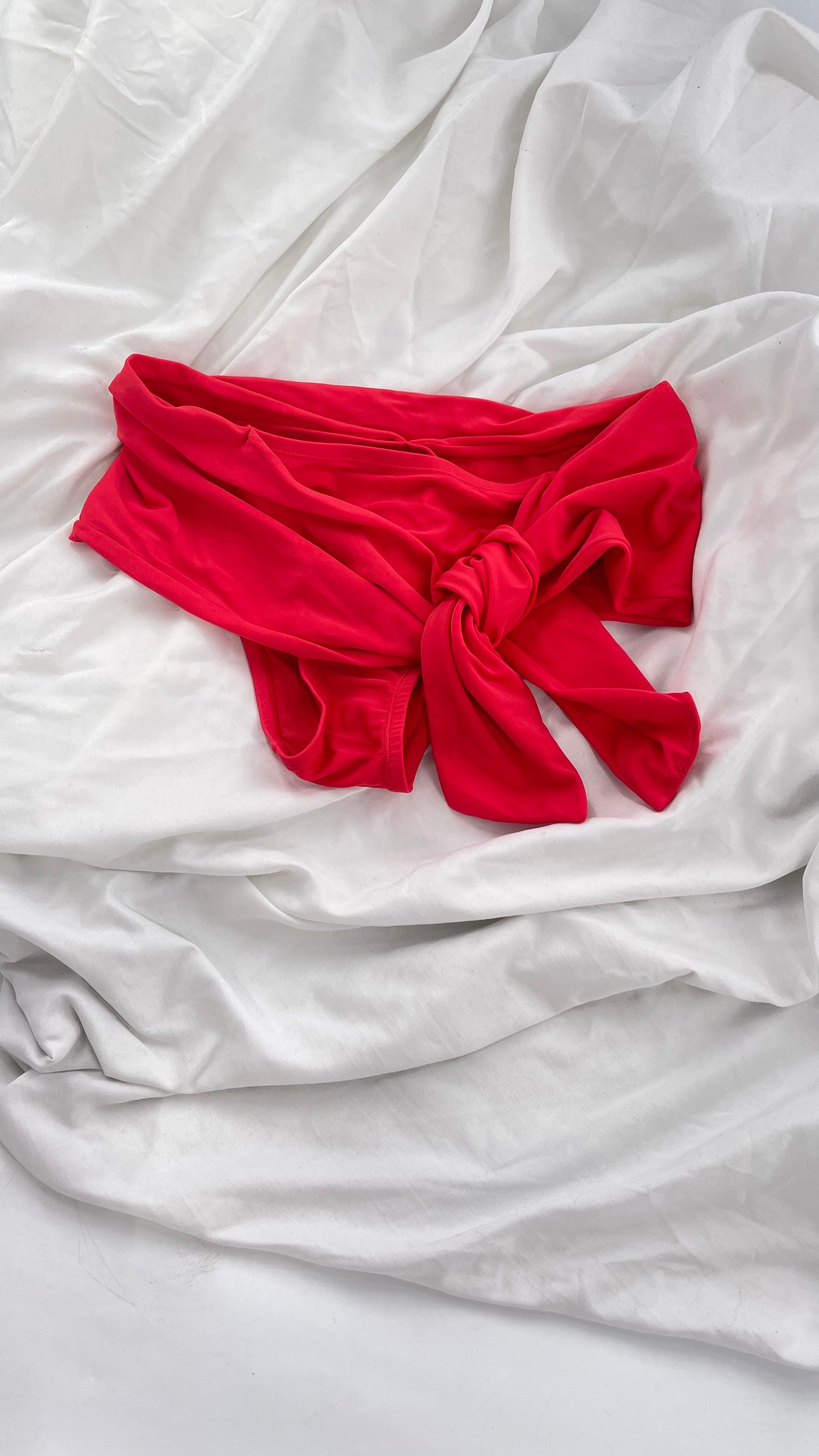 NY Apparel Group Sample Fold Over Side Tie Neon Coral Swim (Small)