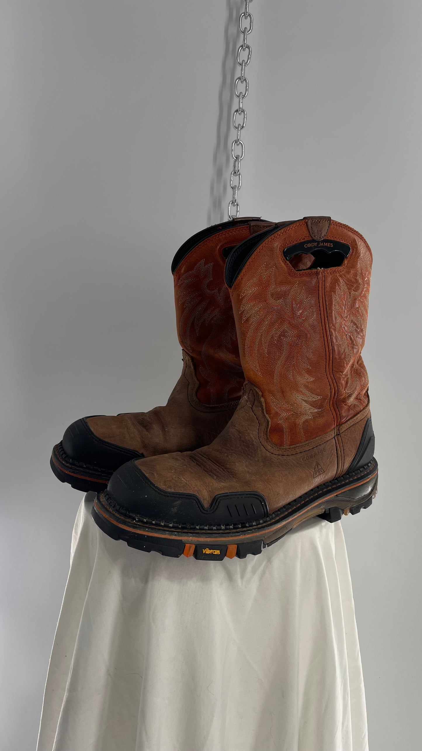 Cody James Men’s Leather Decimator Western Work Boot Nano Composite Toe Heavy Duty (13)
