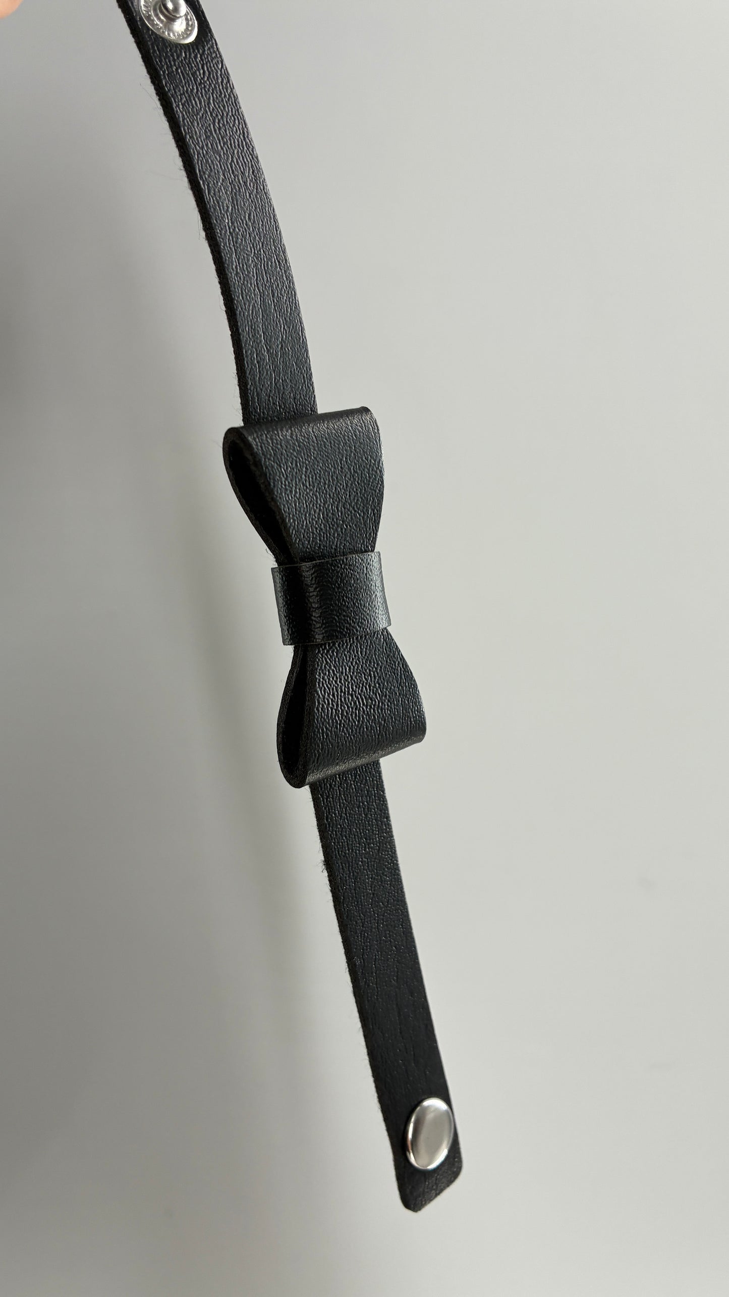 Black Vegan Leather Bow Bracelet