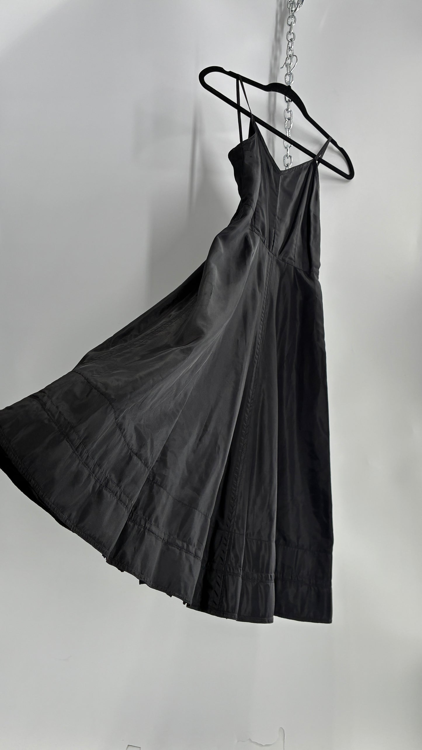Vintage Black Midi Crinoline Style Dress (S)