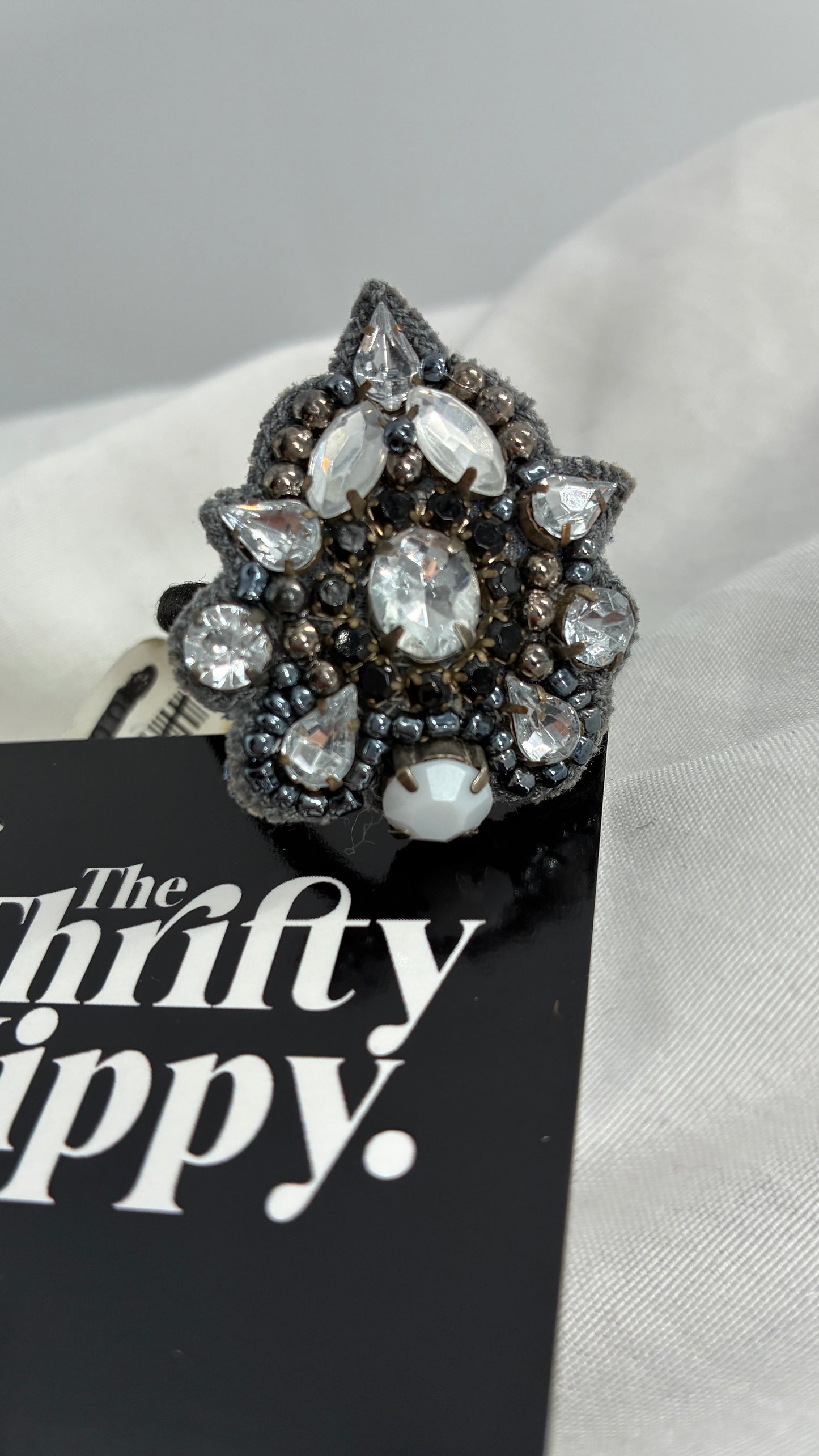 Anthropologie Rhinestone Beaded Appliqué Hair Tie