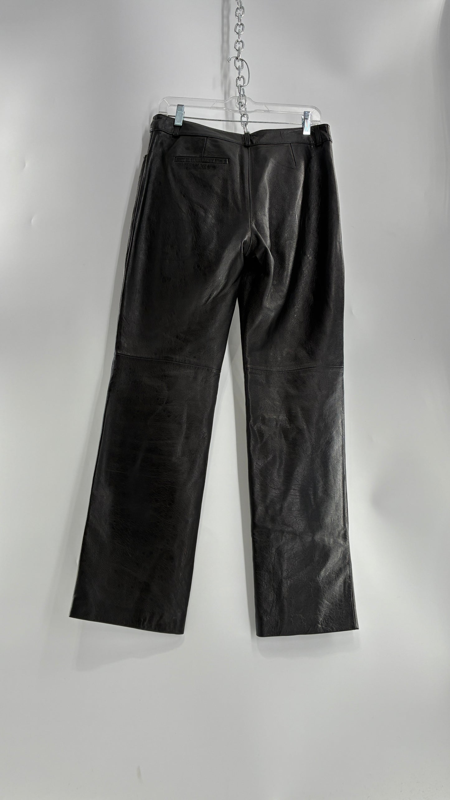 Vintage INC Black Soft Genuine Leather Side Closure Pants (6)