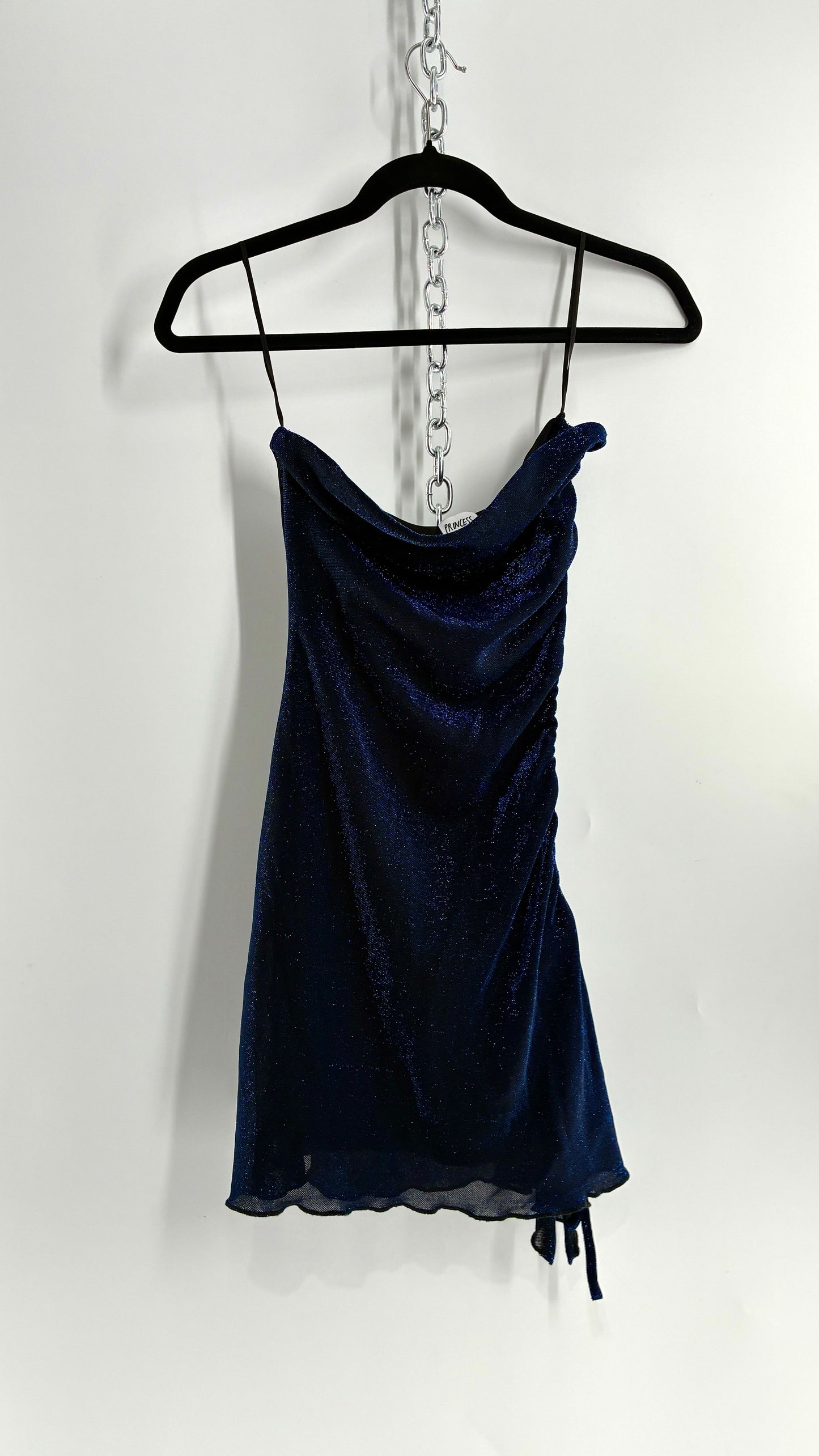 Princess Polly Navy Night Sky, Ruched Asymmetric Side Mini Dress (2)