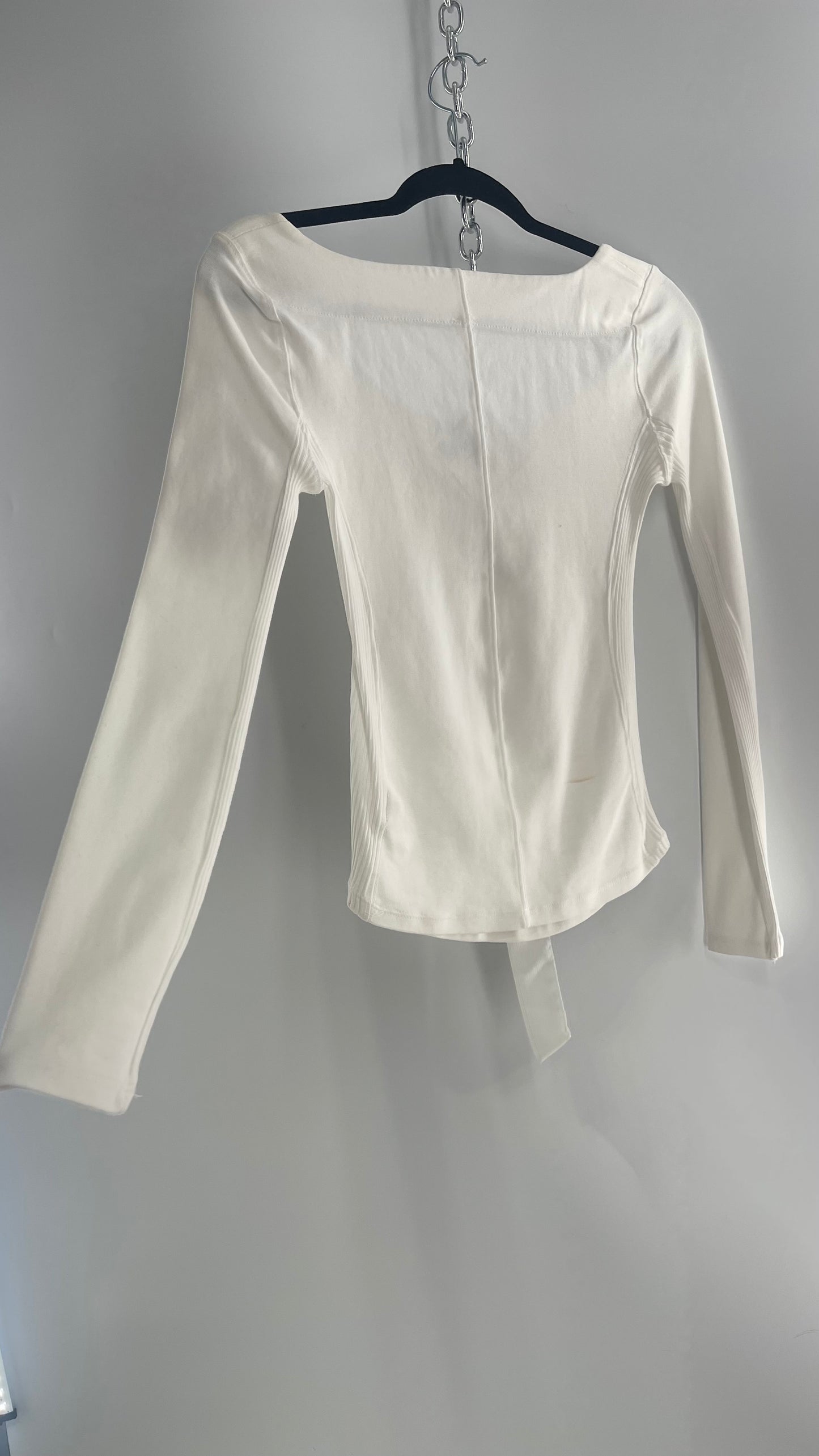 Free People White Lace Up Long Sleeve with Gold Grommets (XS)
