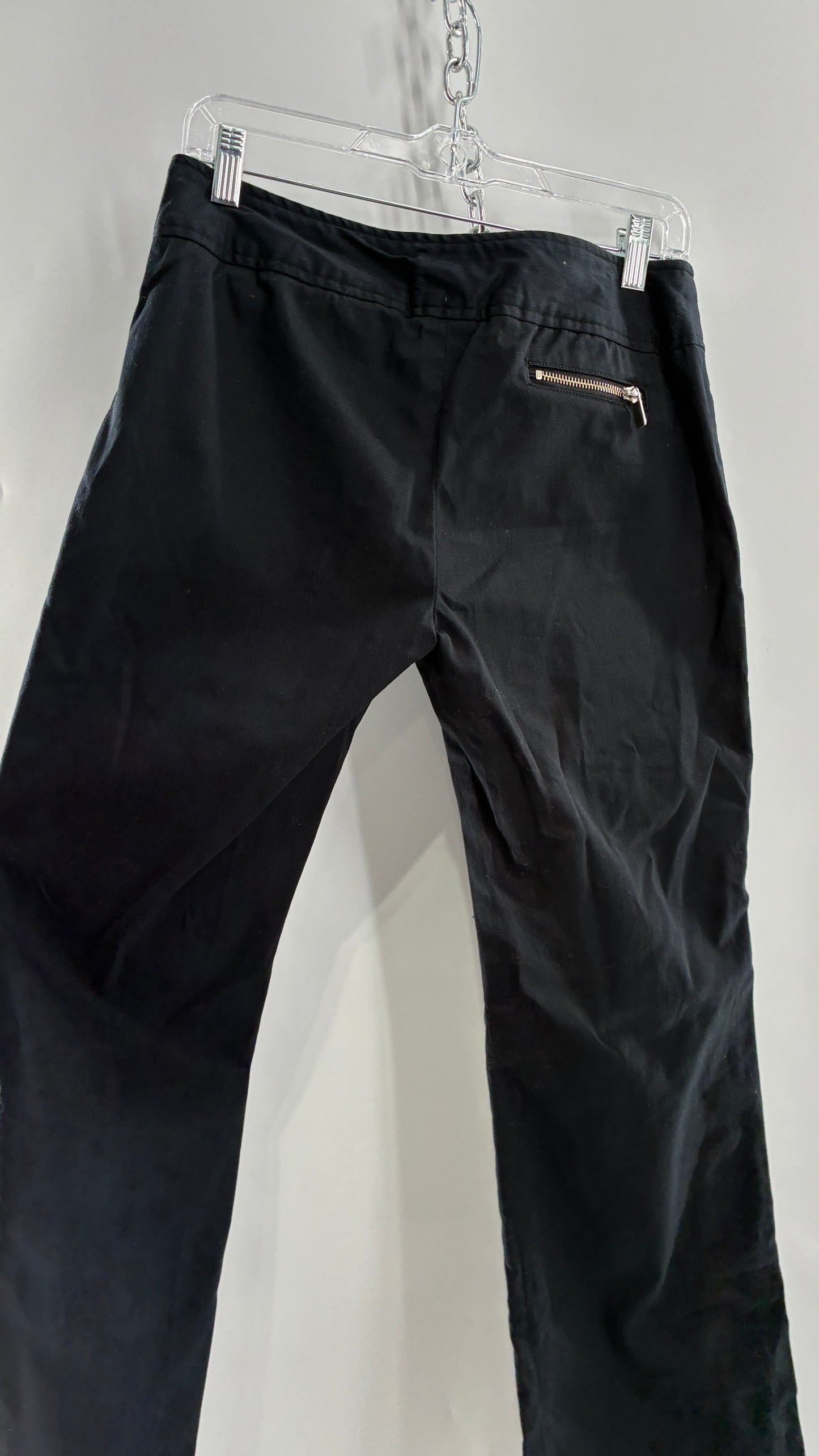 Vintage MICHAEL KORS Black Button Leg Kick Flare Low Rise Pants with Zipper Details and Side Closure (6)