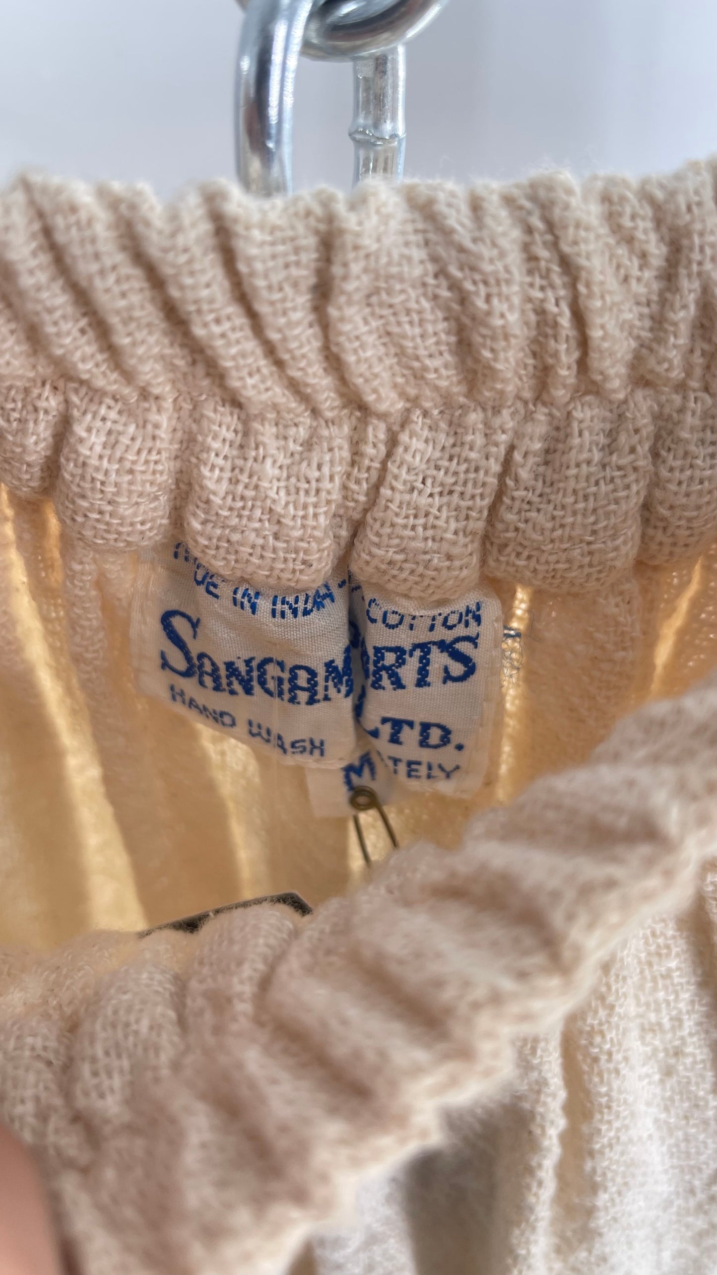 Vintage 1970s SANGAM Imports 100% Cotton White Maxi Skirt Made in India (Medium)