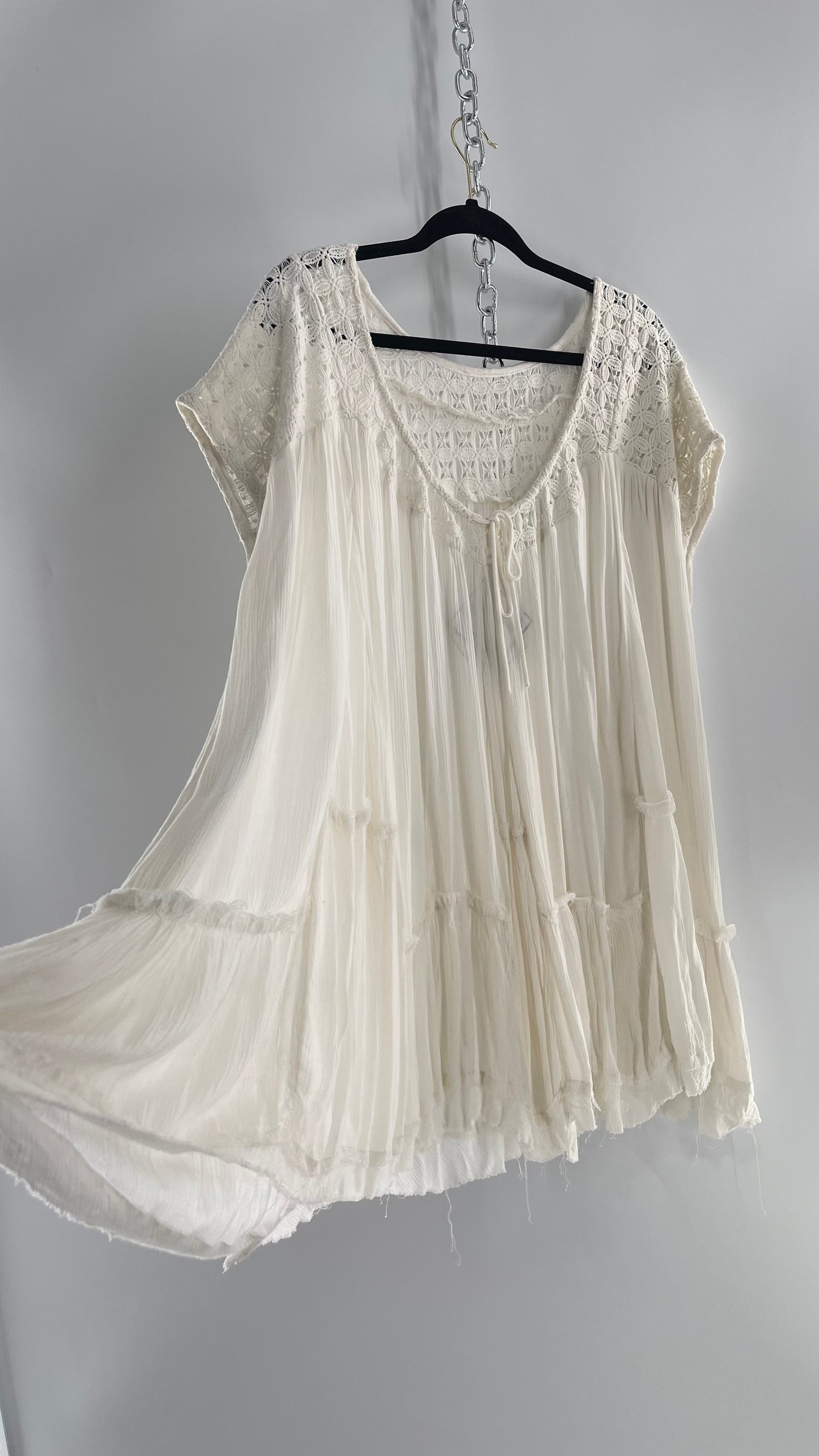 Free People White Cotton Voluminous T Shirt Dress (S)
