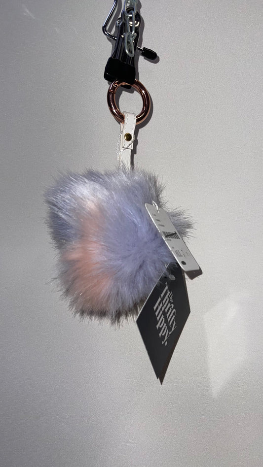 Free People Cotton Candy Pom Pom Keychain with White Star Strap