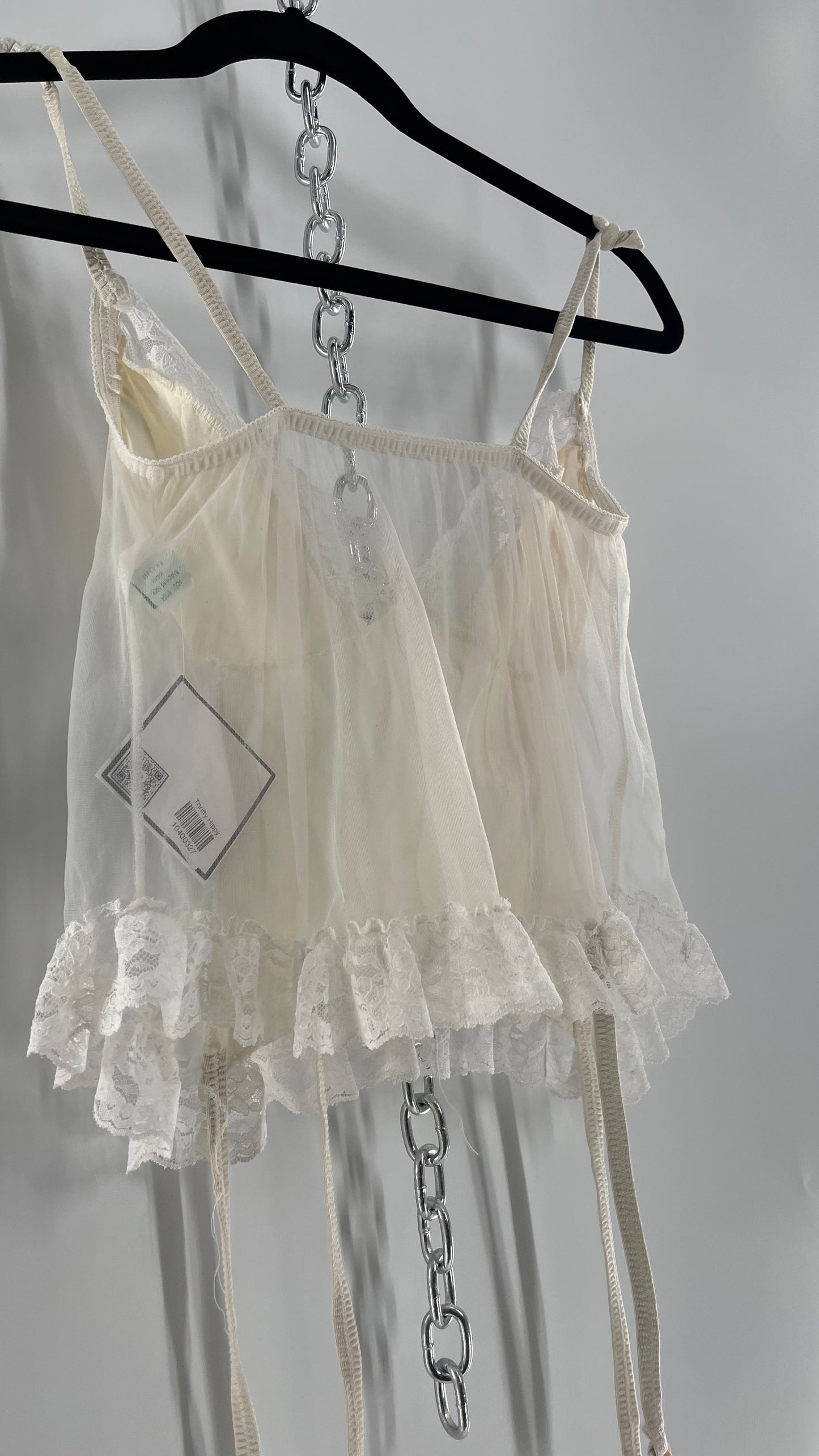 Nani Flower Vintage Delicate Ruffles + Rhinestones Lace + Mesh Babydoll (M)