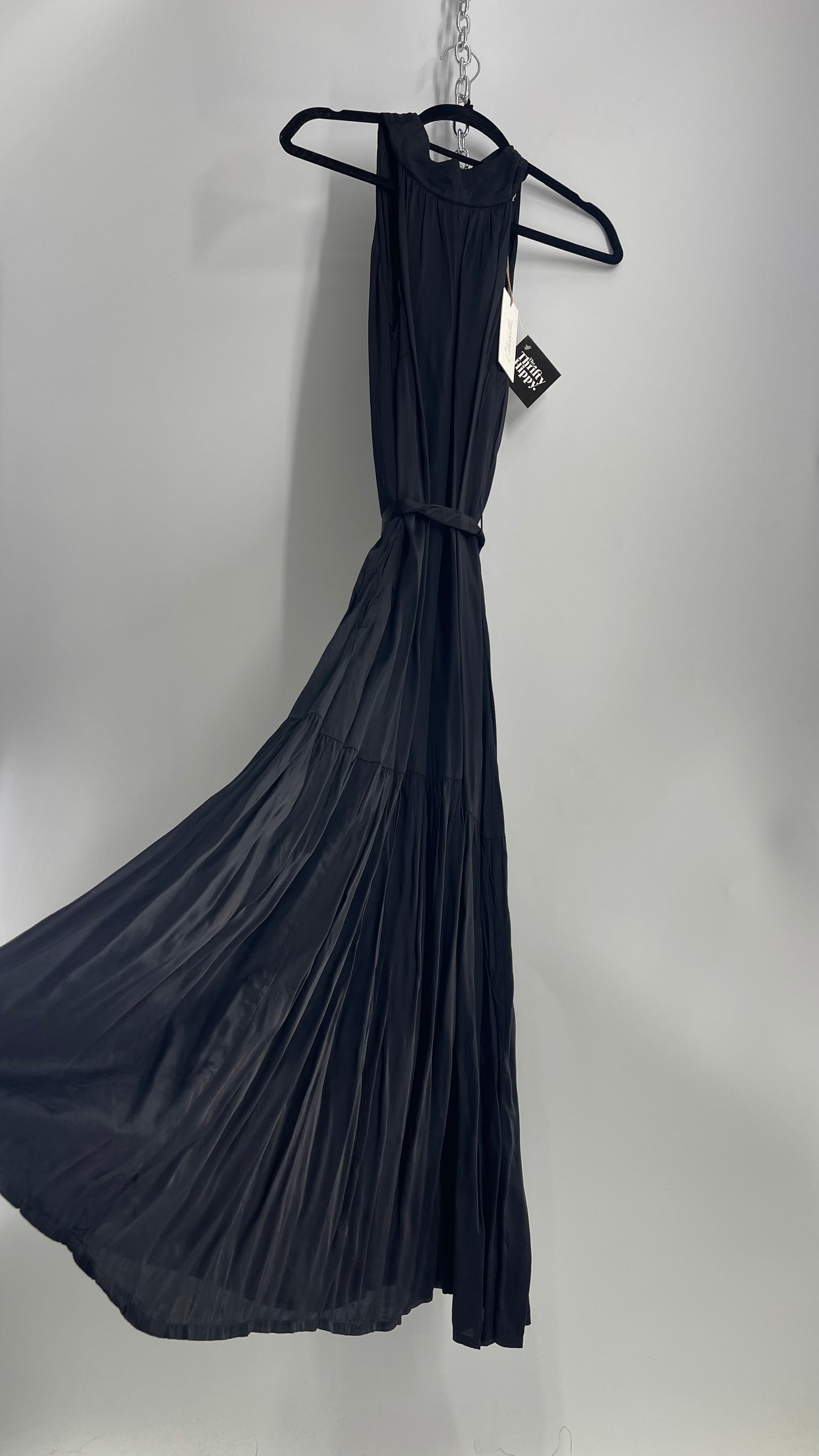 Cleobella Black Silky Shiny Full Length Gown with Tags Attached (Small)
