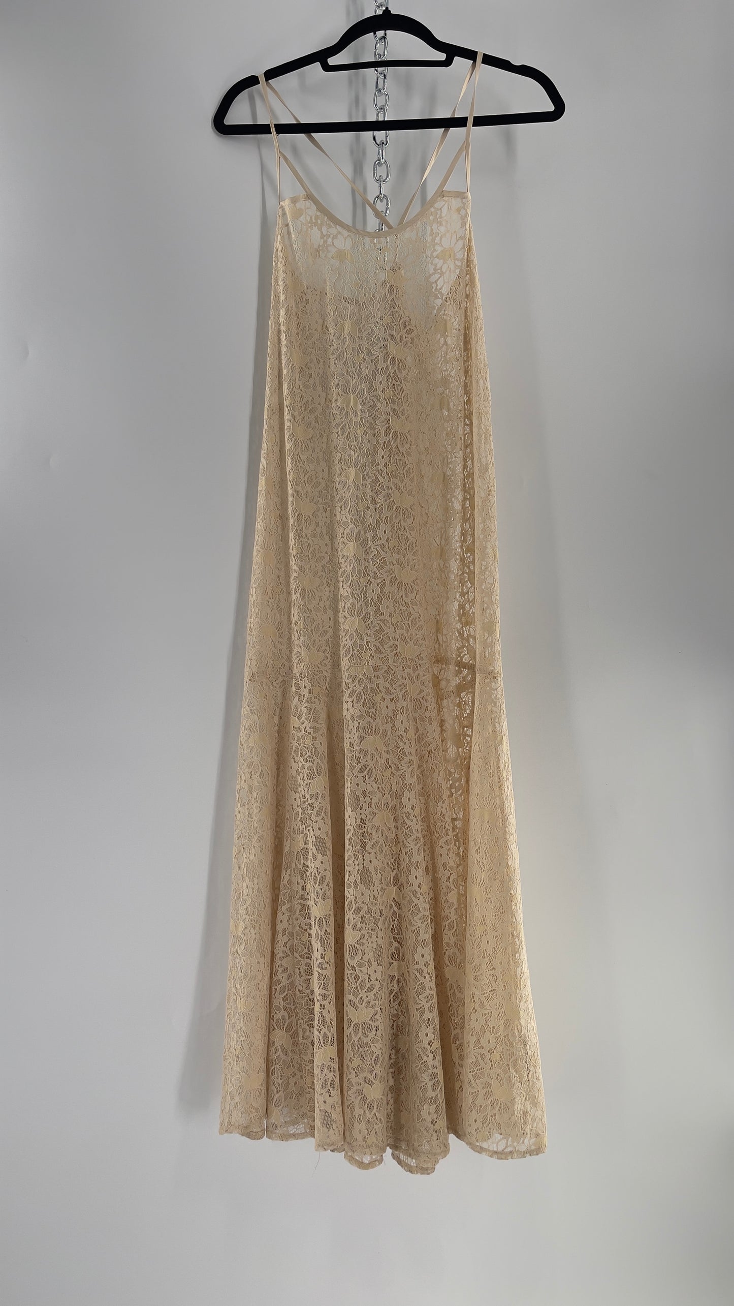 Intimately Free People Beige Lace Slip Maxi Dress (XS)